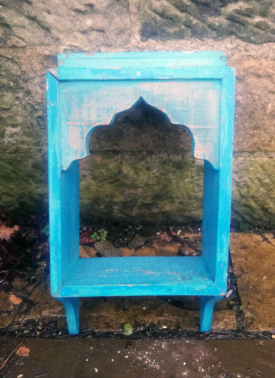 Stunning antique Indian single wall shelf with original paintwork and lovely patina