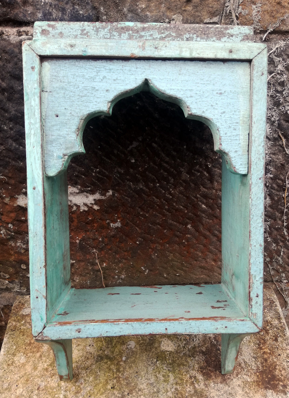 Stunning antique Indian single wall shelf with original paintwork and lovely patina