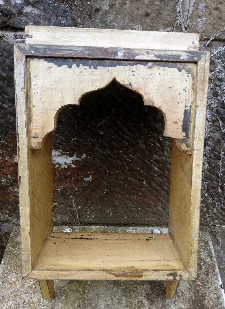 Stunning antique Indian single wall shelf with original paintwork and lovely patina