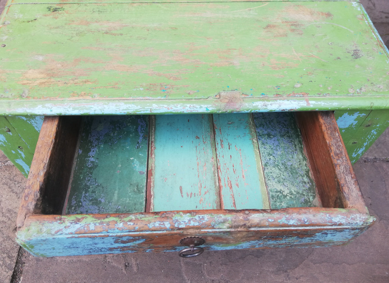 Beautiful antique teak 1920's original painted coffee table