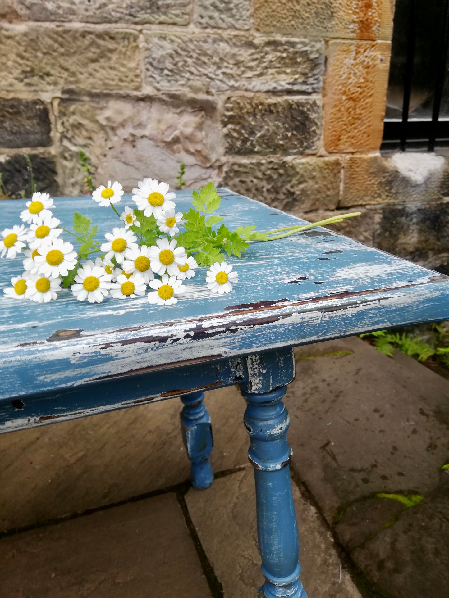 Super distressed vintage coffee table.