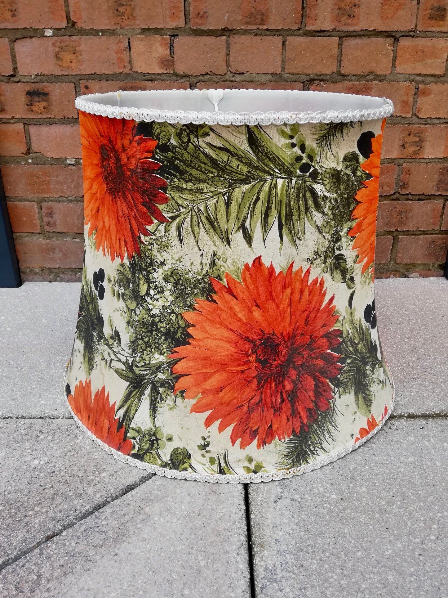 Amazing huge barkcloth 50's lamp shade