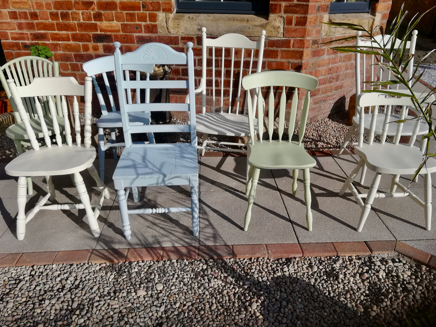 Handpainted Mismatched vintage dining chairs painted in your choice of `Little Greene colours