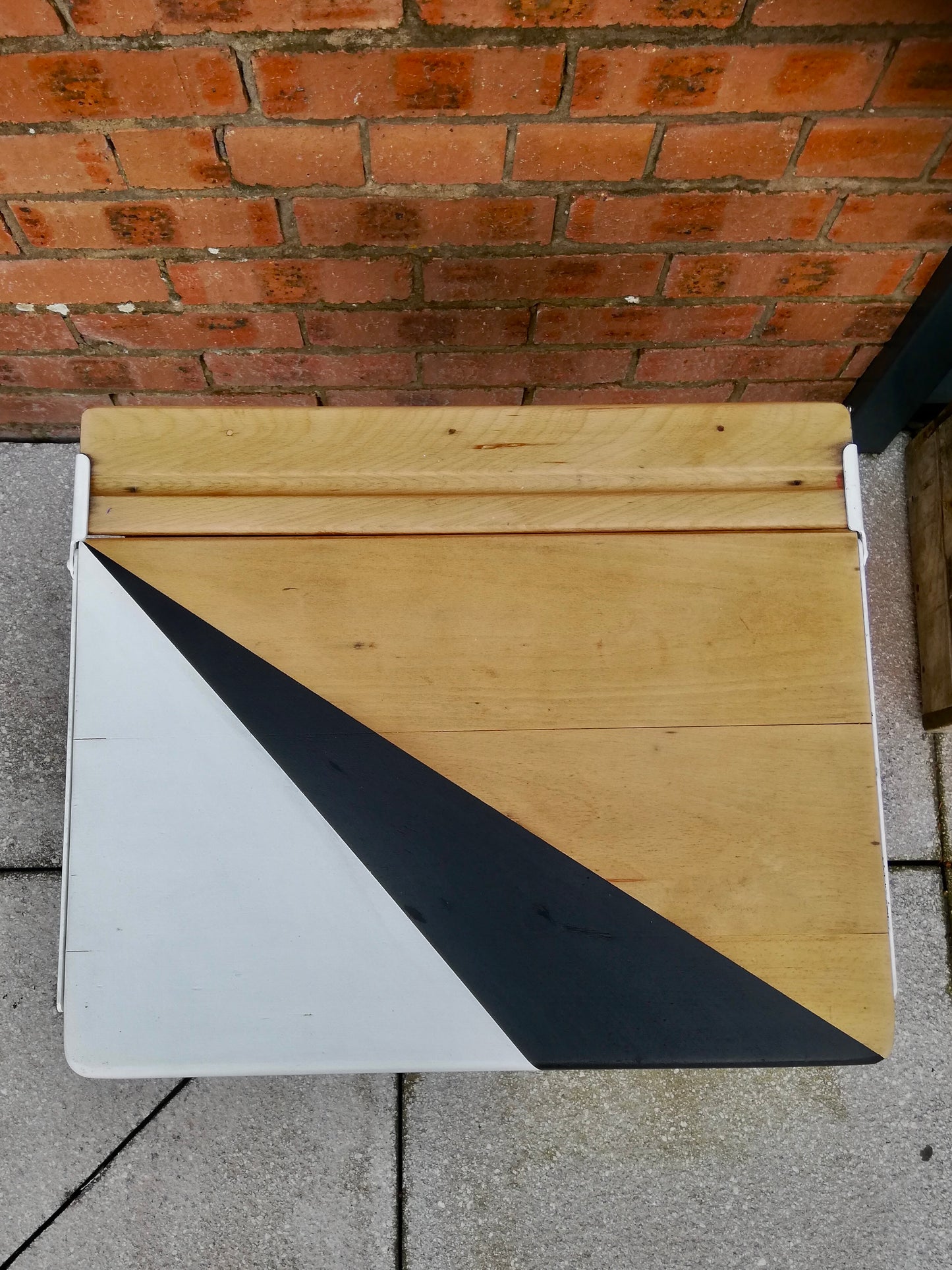 Vintage children's school desk with metal legs