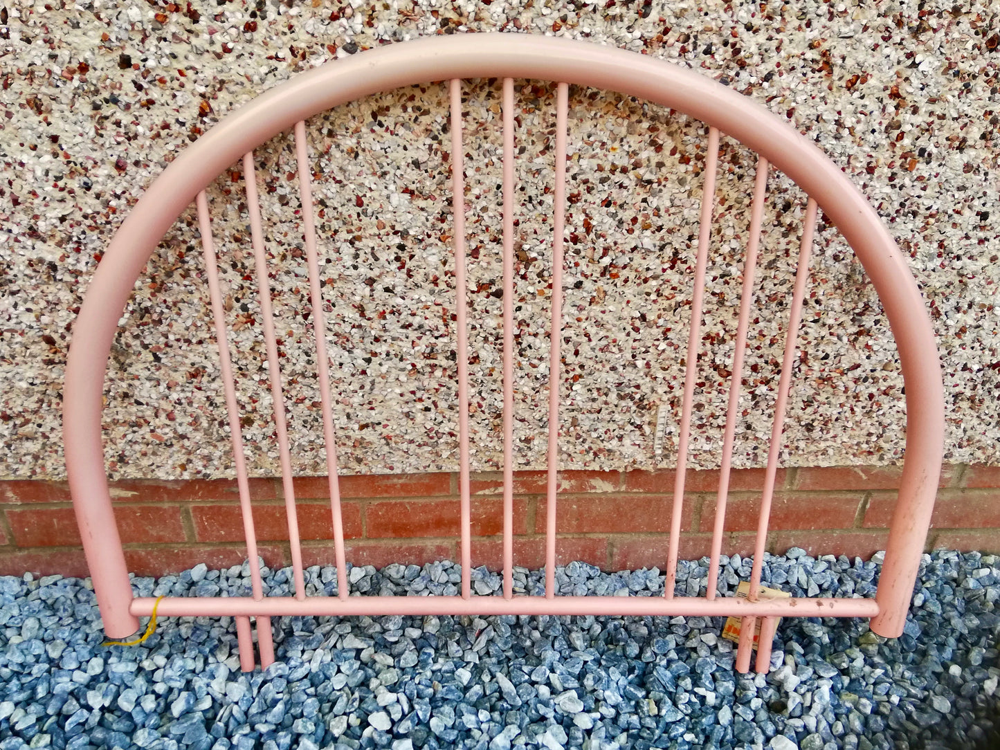 Vintage single pink metal bedhead