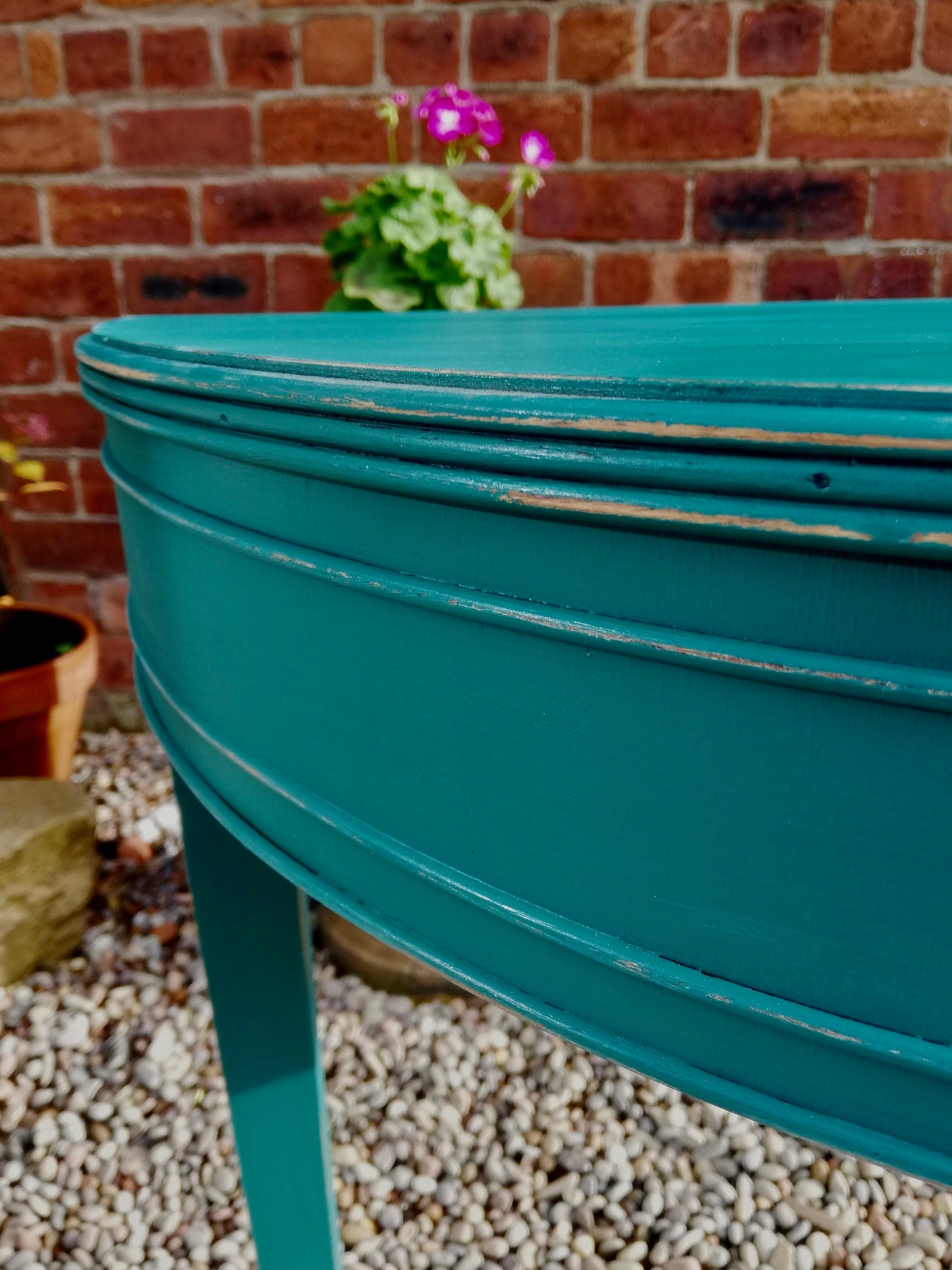 Vintage half moon side table