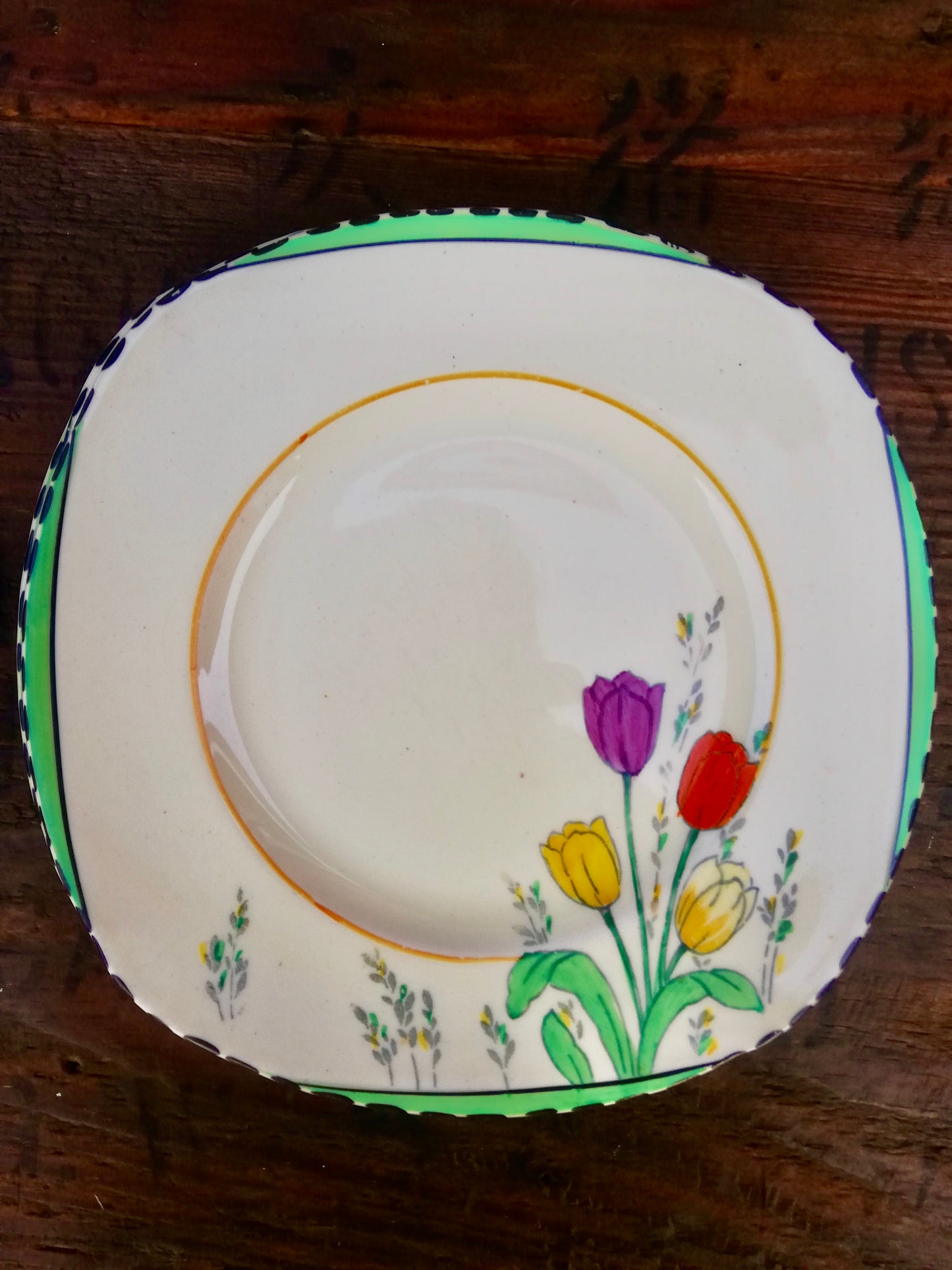 Art Deco Burleigh Tulip Time tea cup and side plates