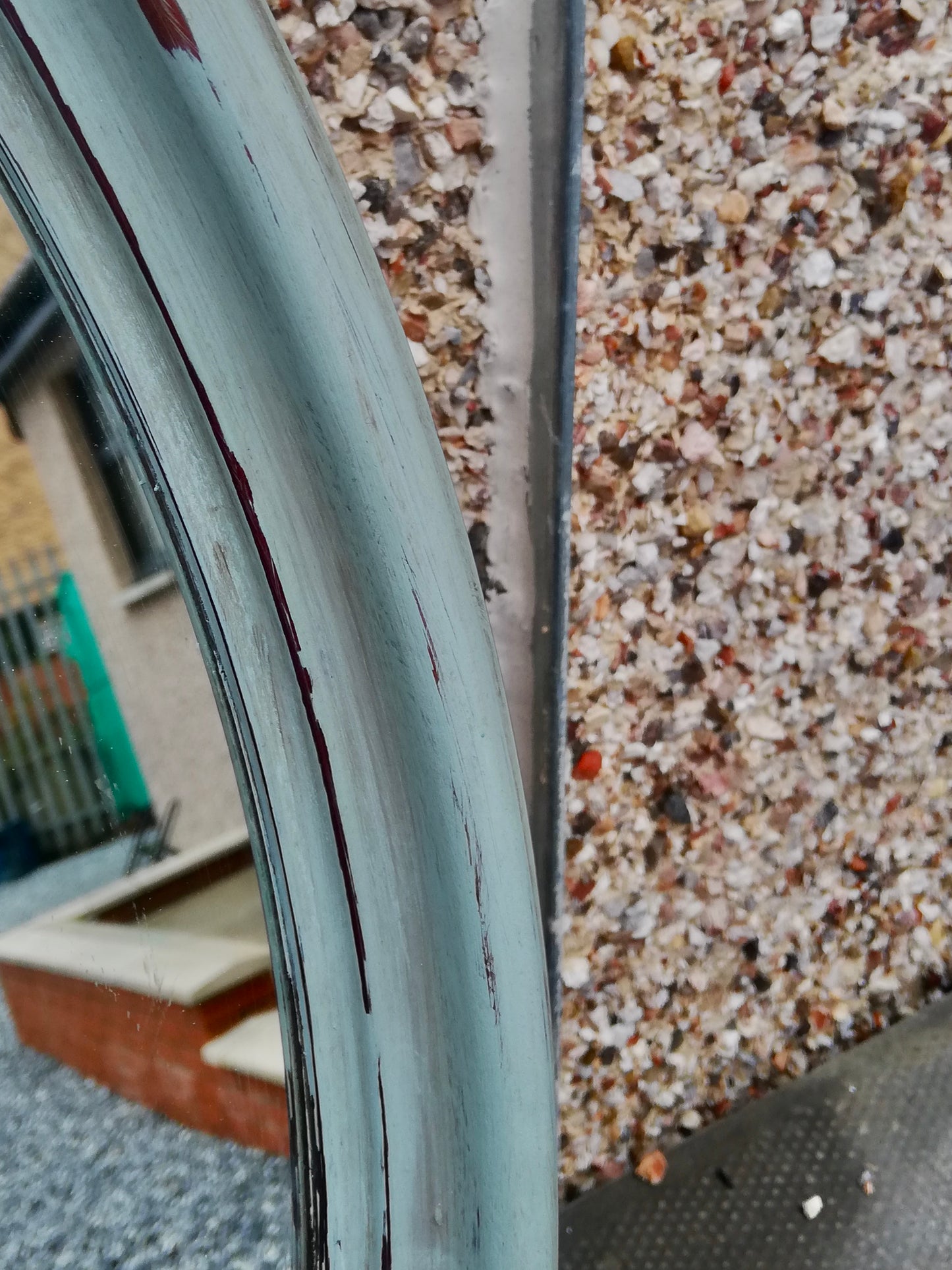 Vintage oval mirror painted in Annie Sloan Svenska Blue