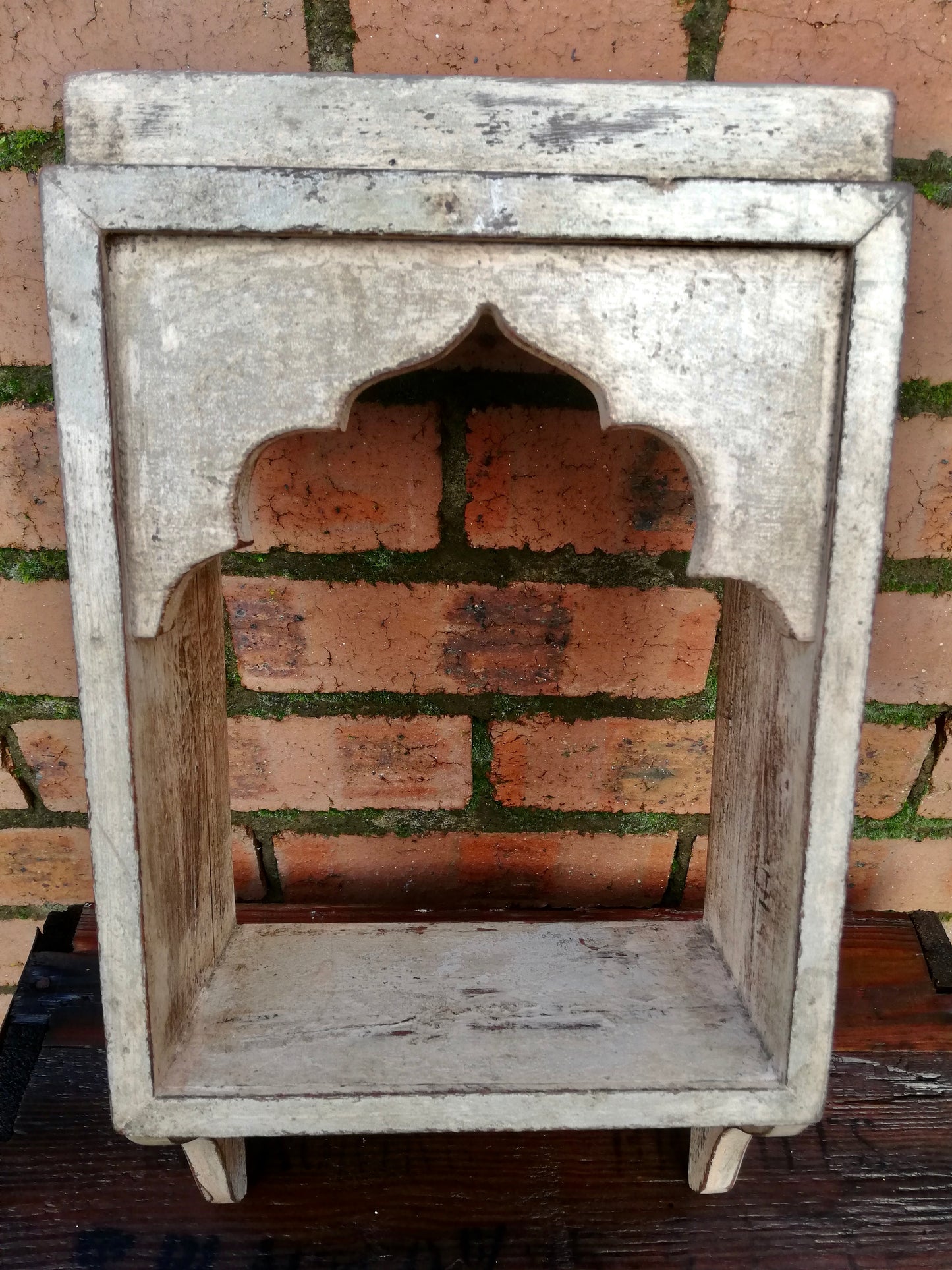 Stunning antique Indian single wall shelf with original paintwork and lovely patina