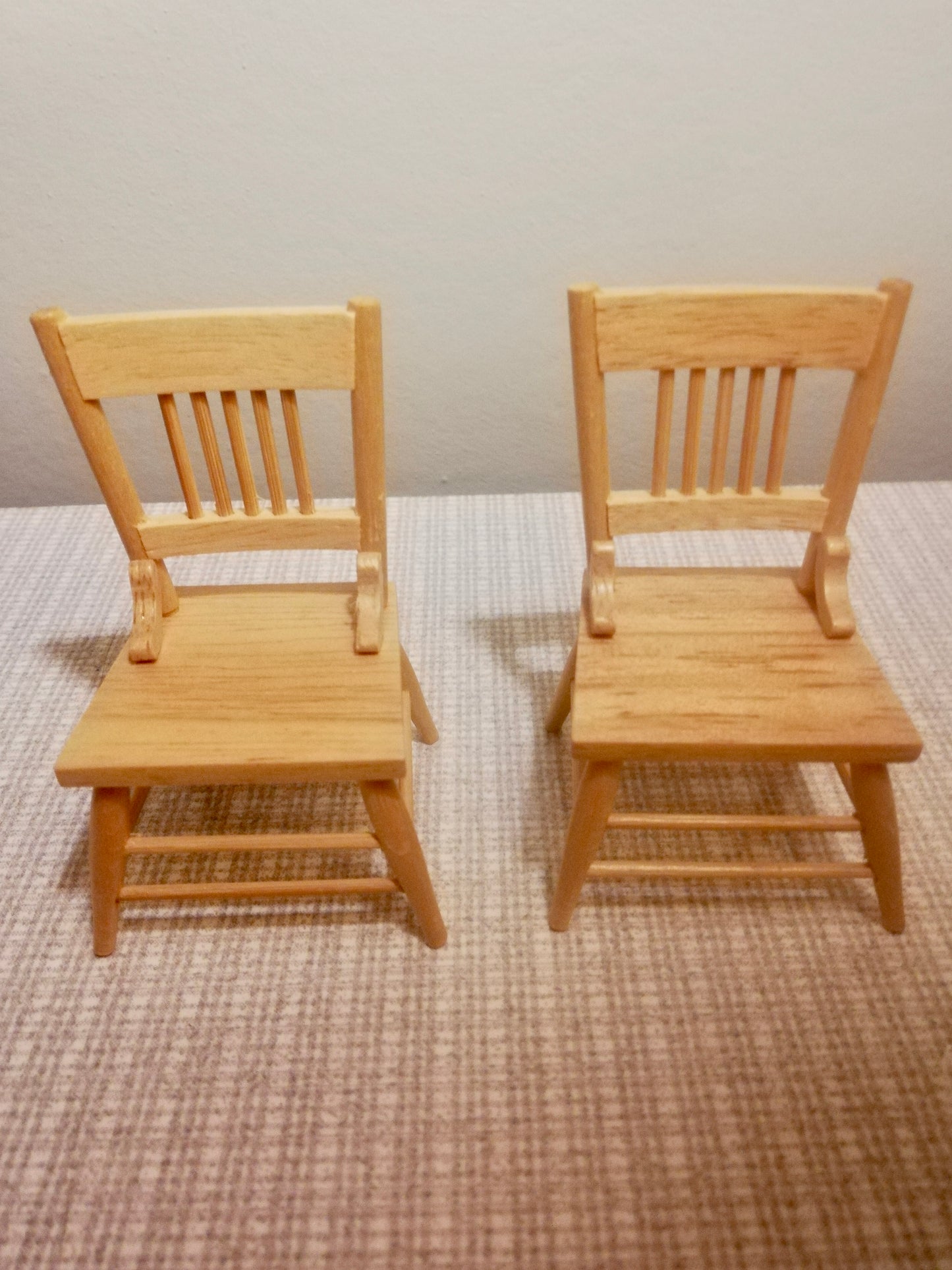 Vintage wooden dolls house kitchen chairs