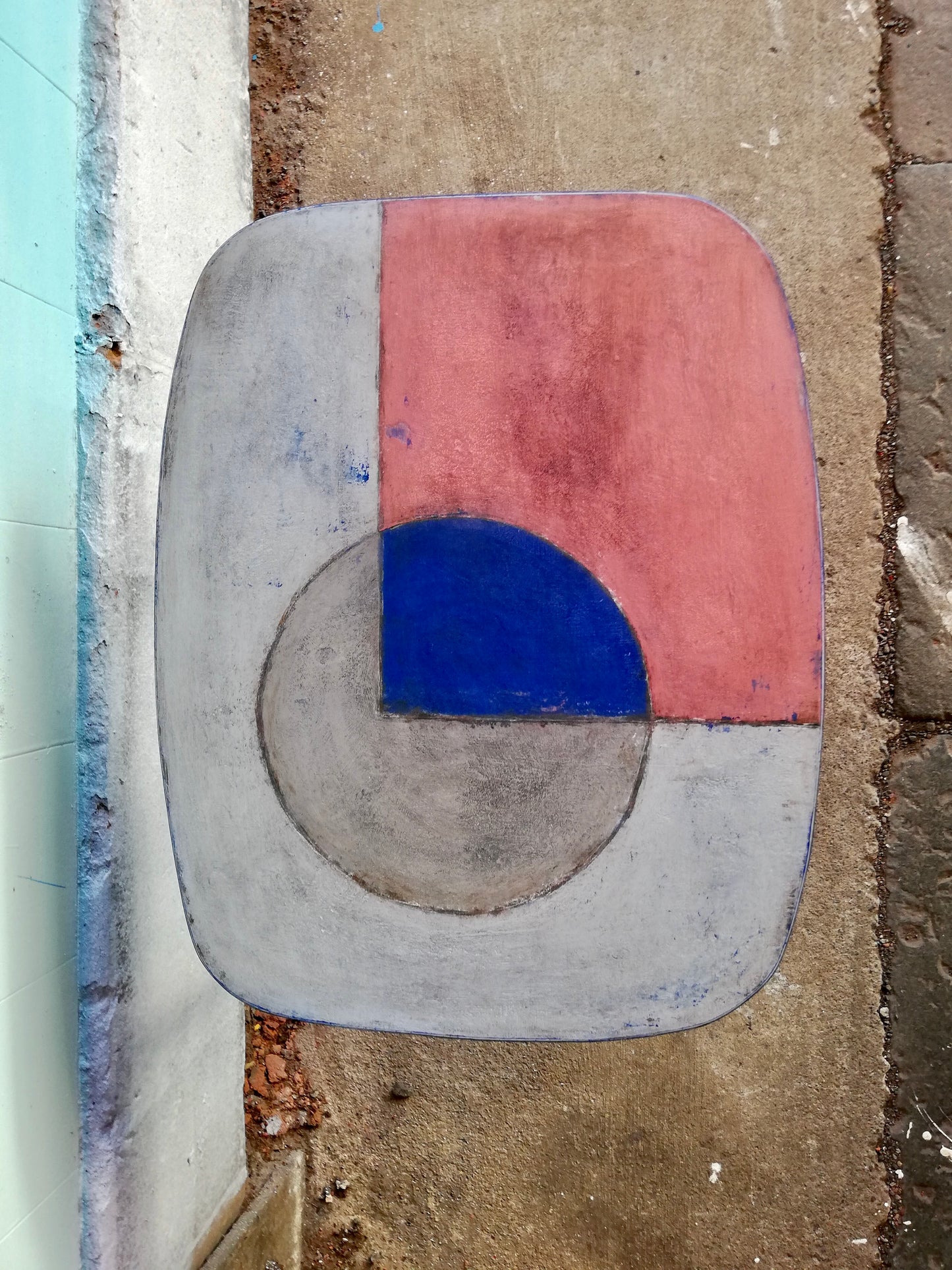 Vintage atomic mid century side table painted in a modernist style