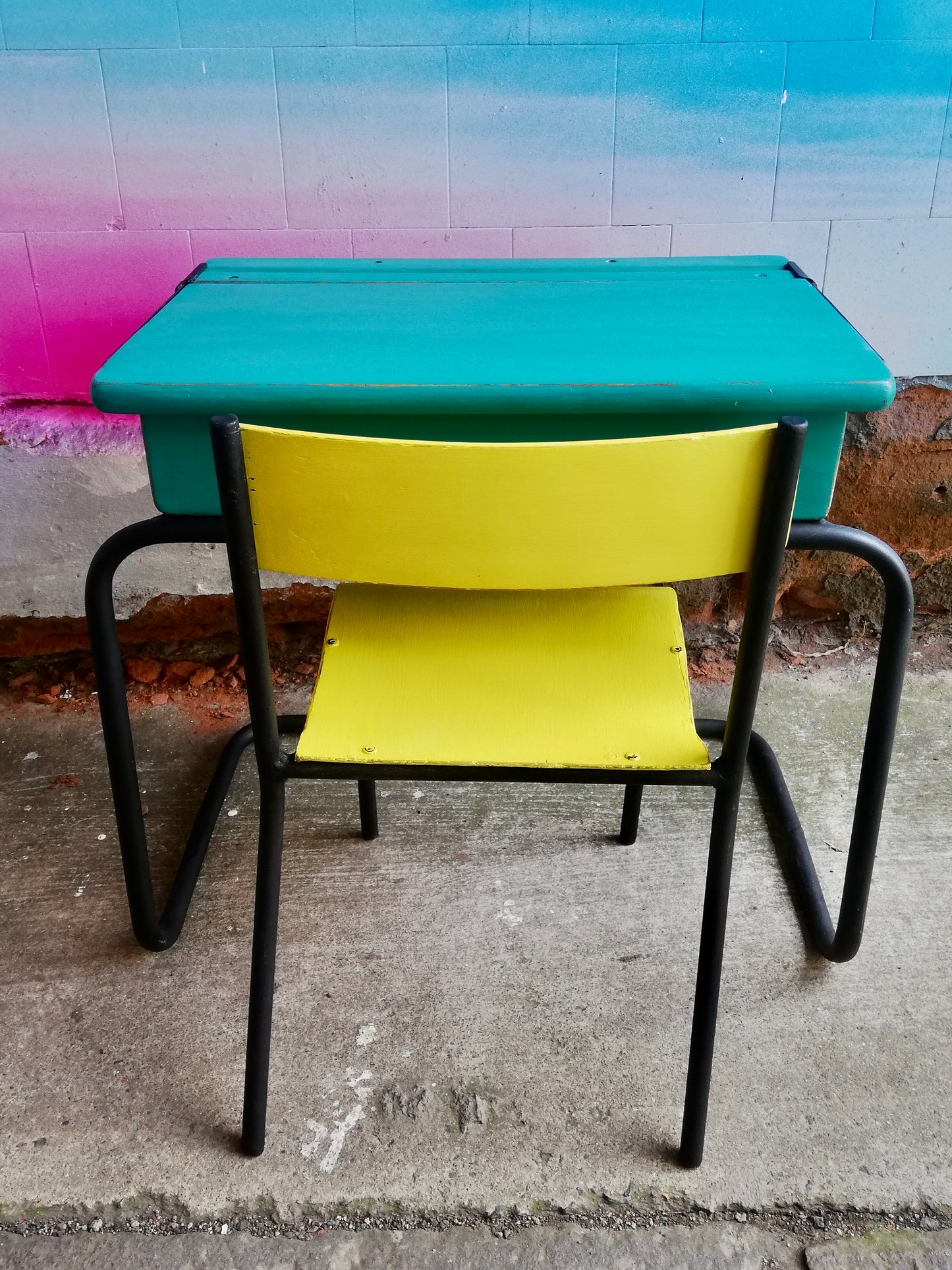 Commission for Victoria painted school desk and chair