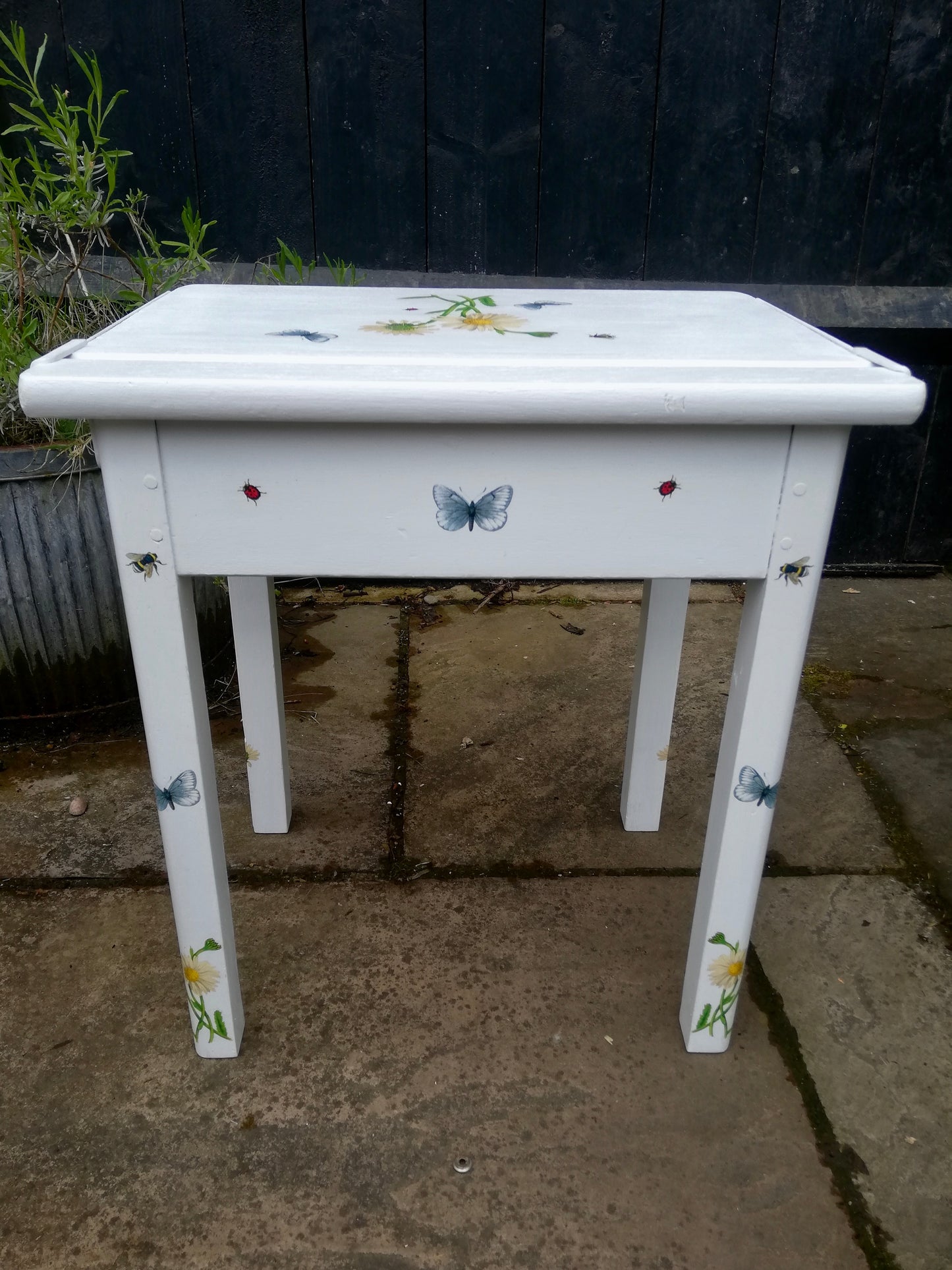 Children's painted desk - bees and butterfly theme