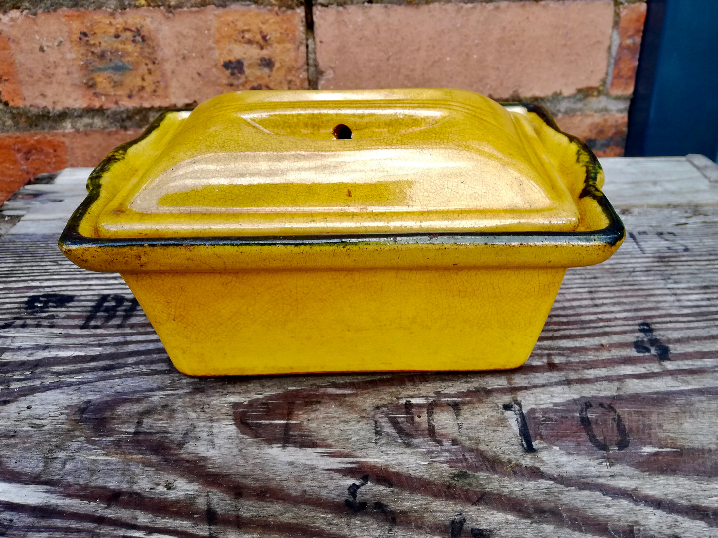 Large vintage French la bourguignonne butter dish or terrine pot