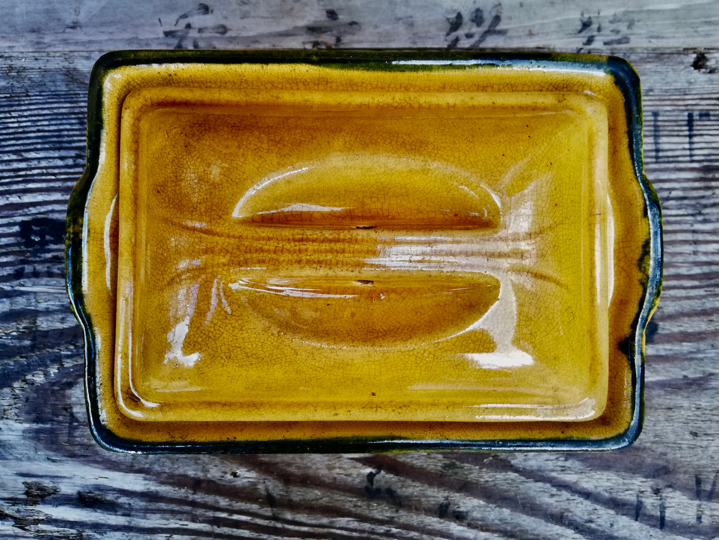 Large vintage French la bourguignonne butter dish or terrine pot