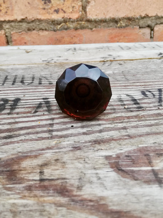 Cut Glass Vintage style drawer knob in smoked Brown