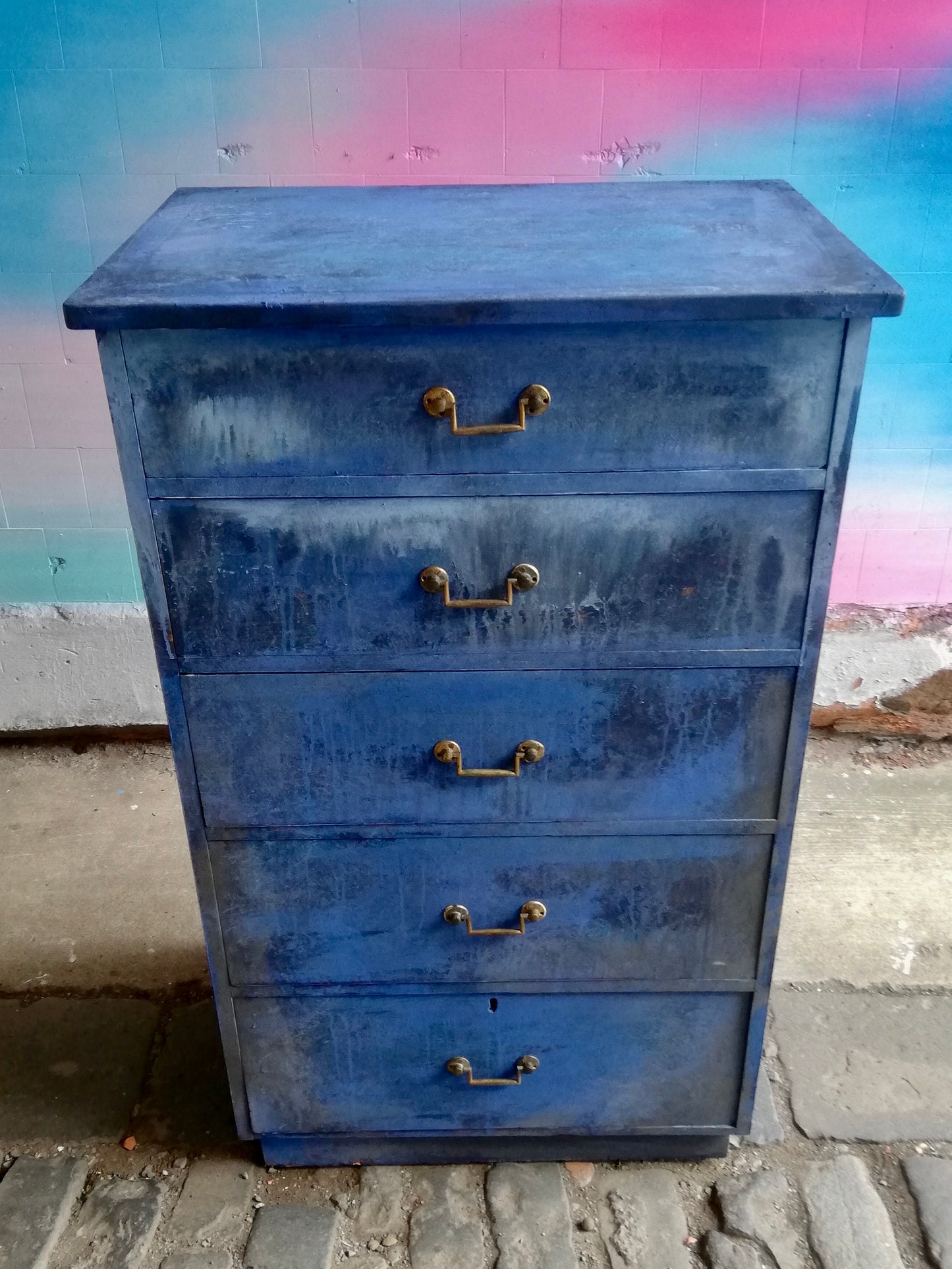 Painted to order - Vintage Chest of Drawers hand painted in a drippy layered look