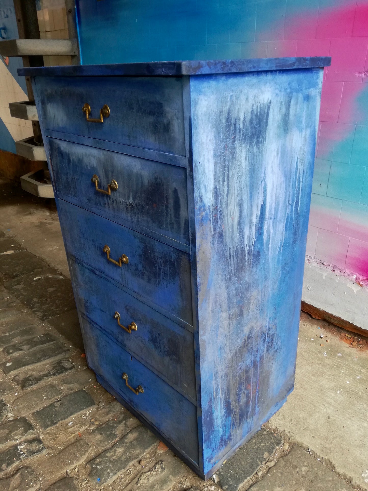 Painted to order - Vintage Chest of Drawers hand painted in a drippy layered look