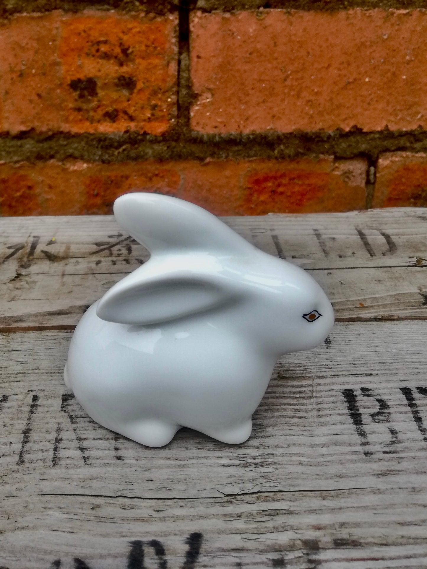 Cute little ceramic white rabbit ornament