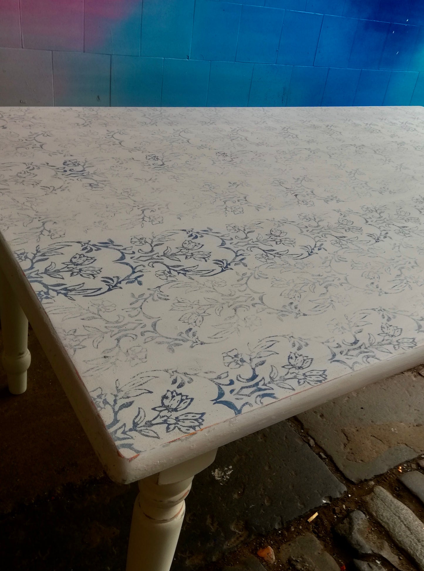 Painted to order - Vintage dining tables hand painted and stencilled or pattern rolled with gorgeous decorative designs on the top