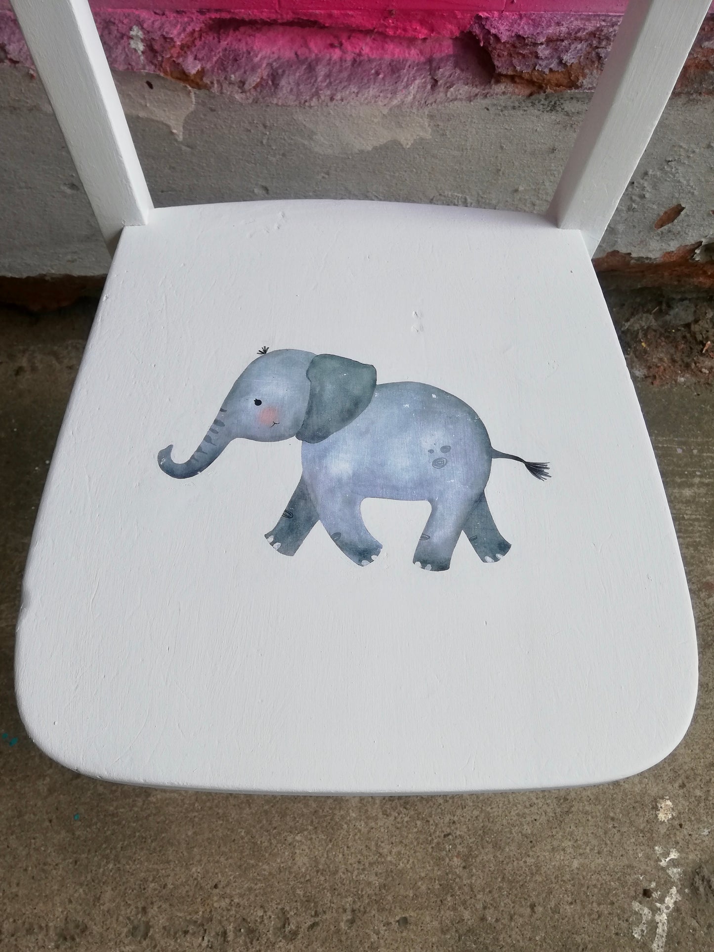 Commission for Vinnie - personalised children's chair with cute elephant