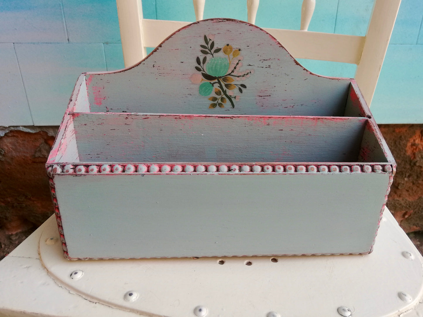 Vintage painted letter holder