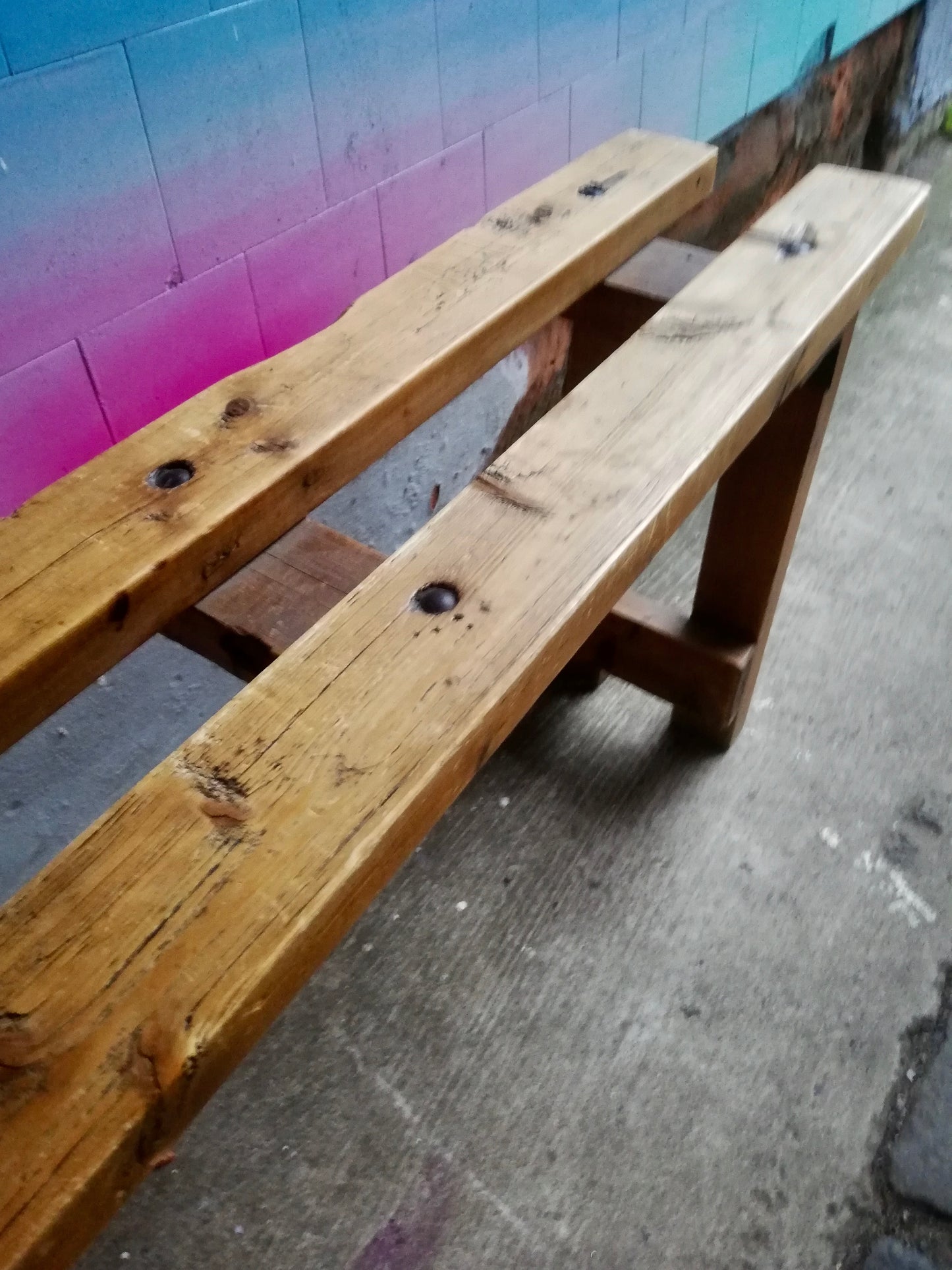 Vintage wooden industrial bench