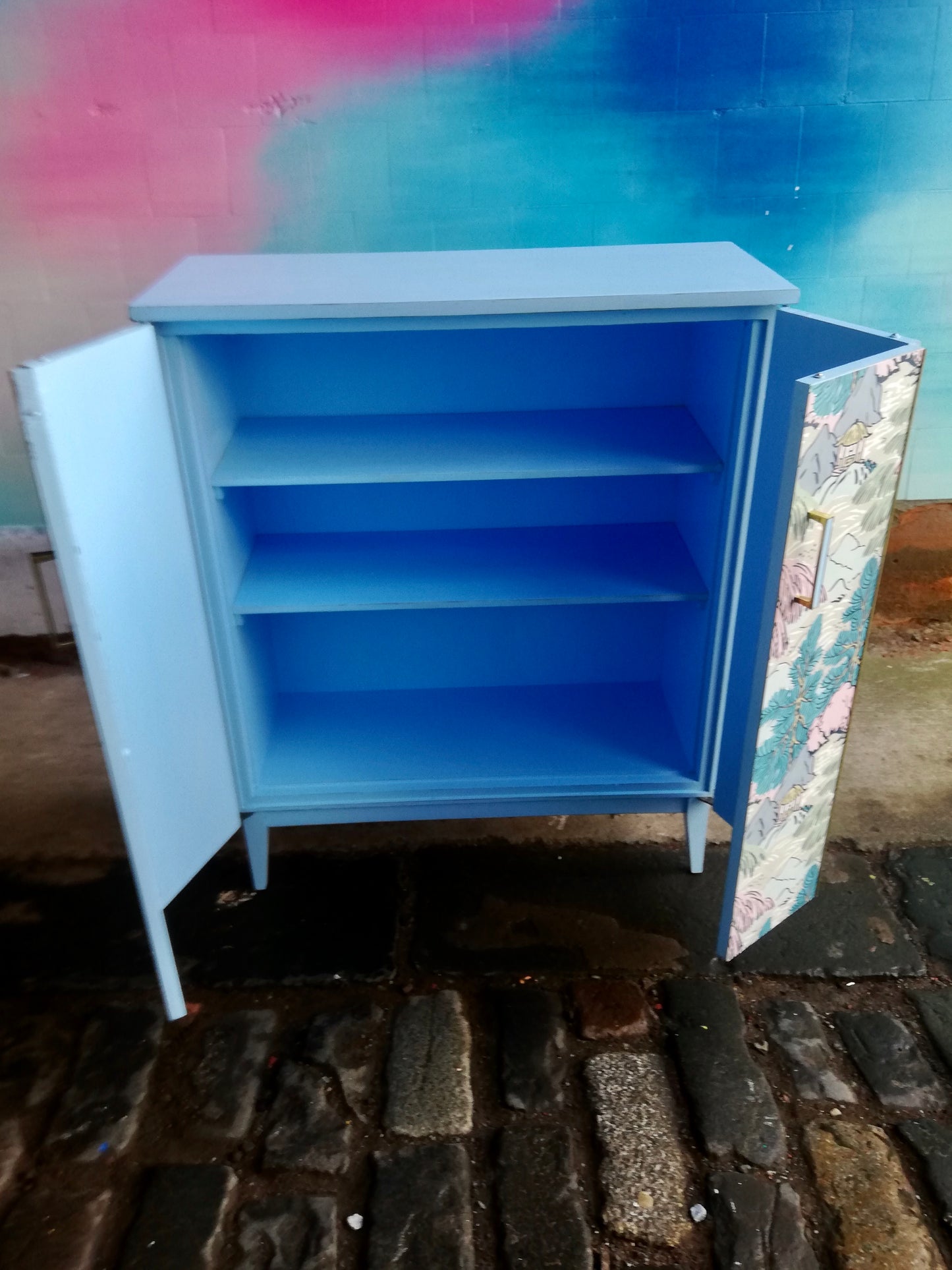 Vintage painted and decoupaged drinks cabinet
