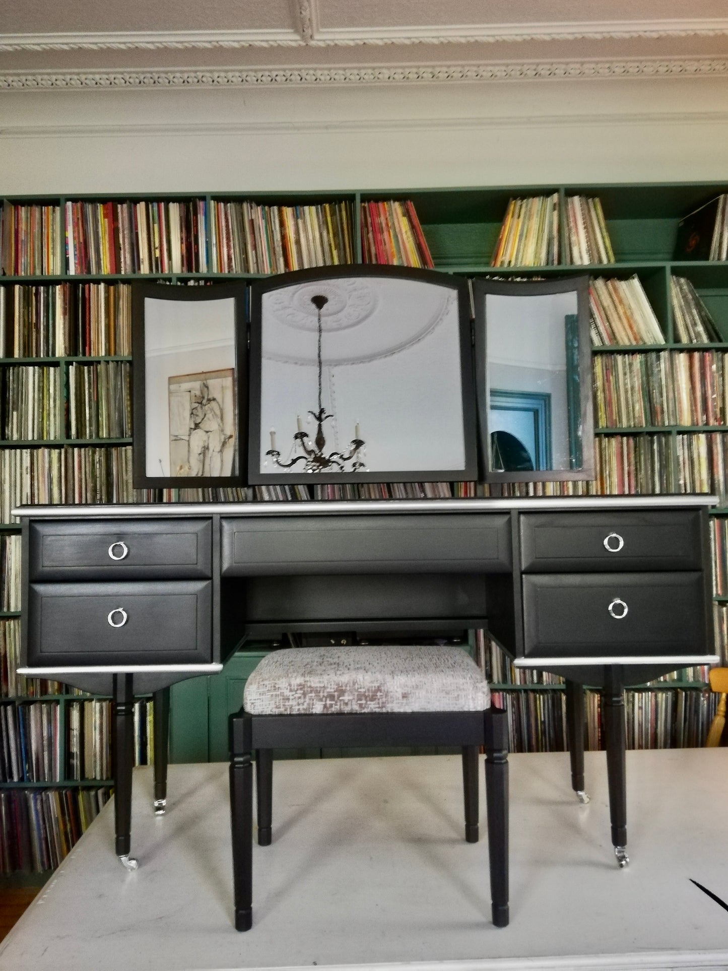Commission for Nicola dressing table and stool in black