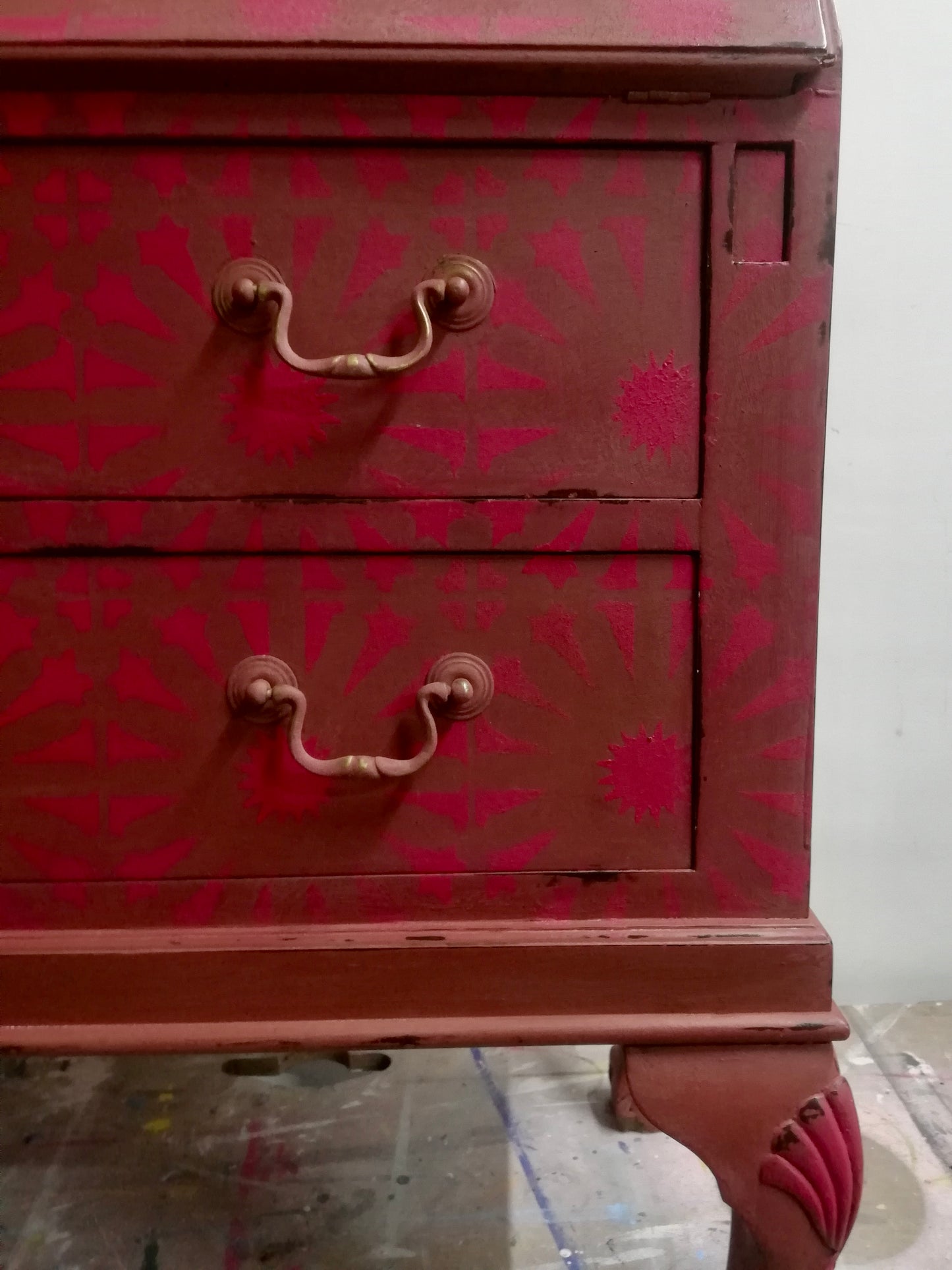 Vintage hand painted writing bureau