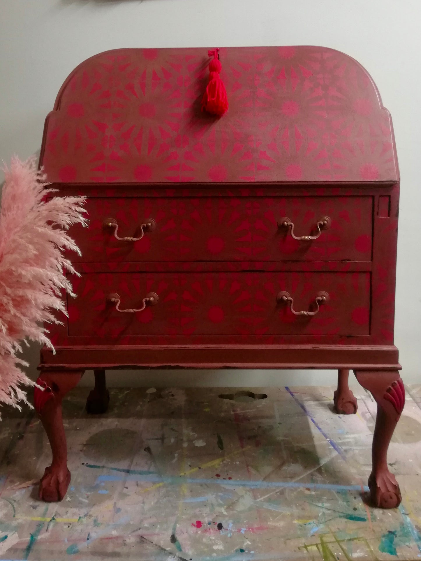 Vintage hand painted writing bureau