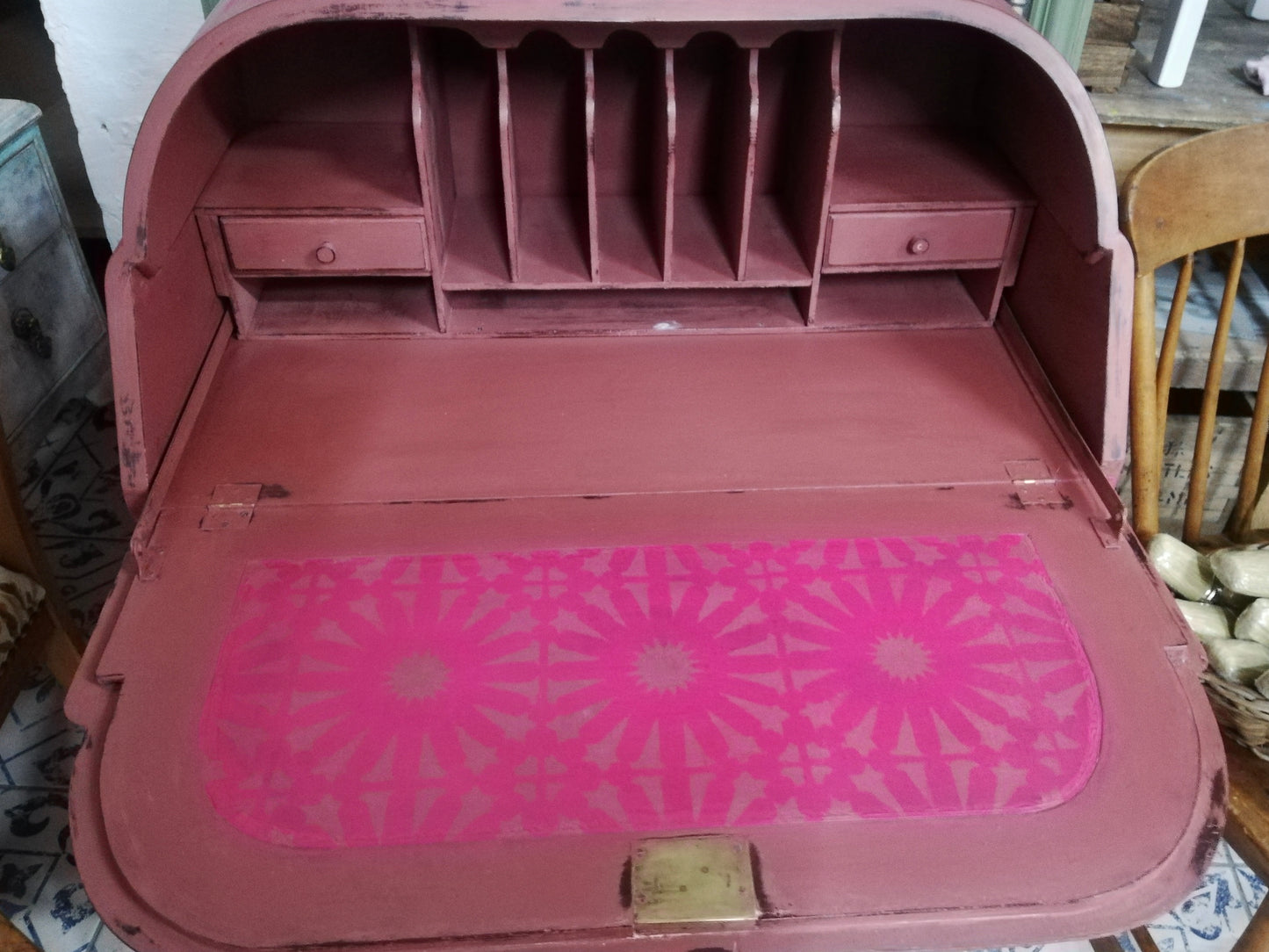 Vintage hand painted writing bureau