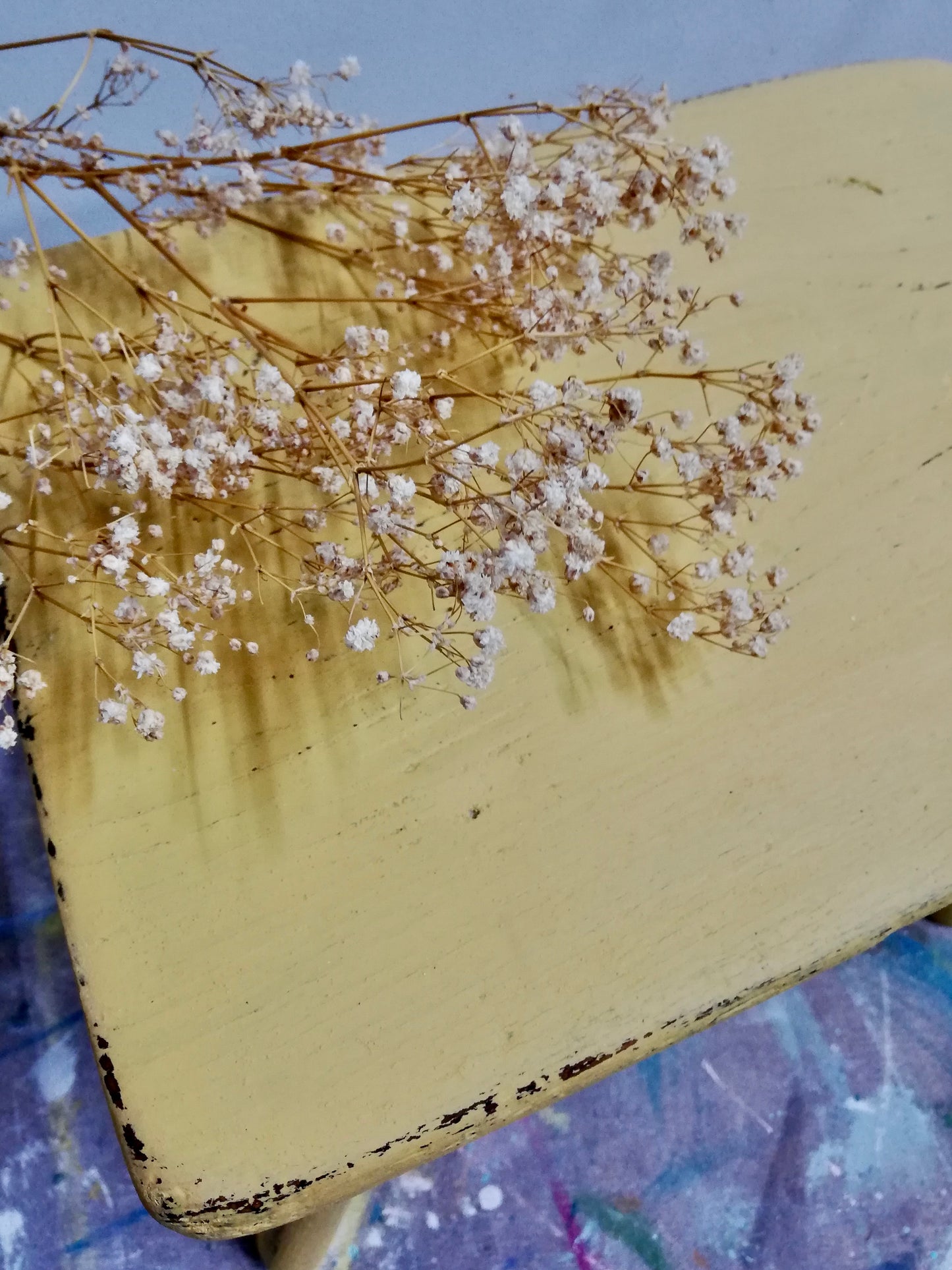 Cute little primitive step stool in yellow