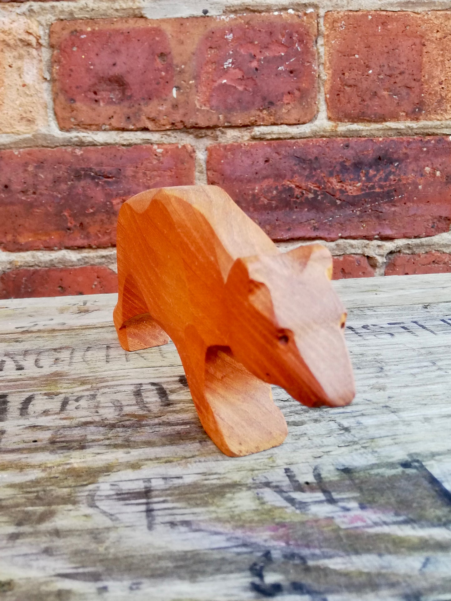 Vintage carved wooden polar bear