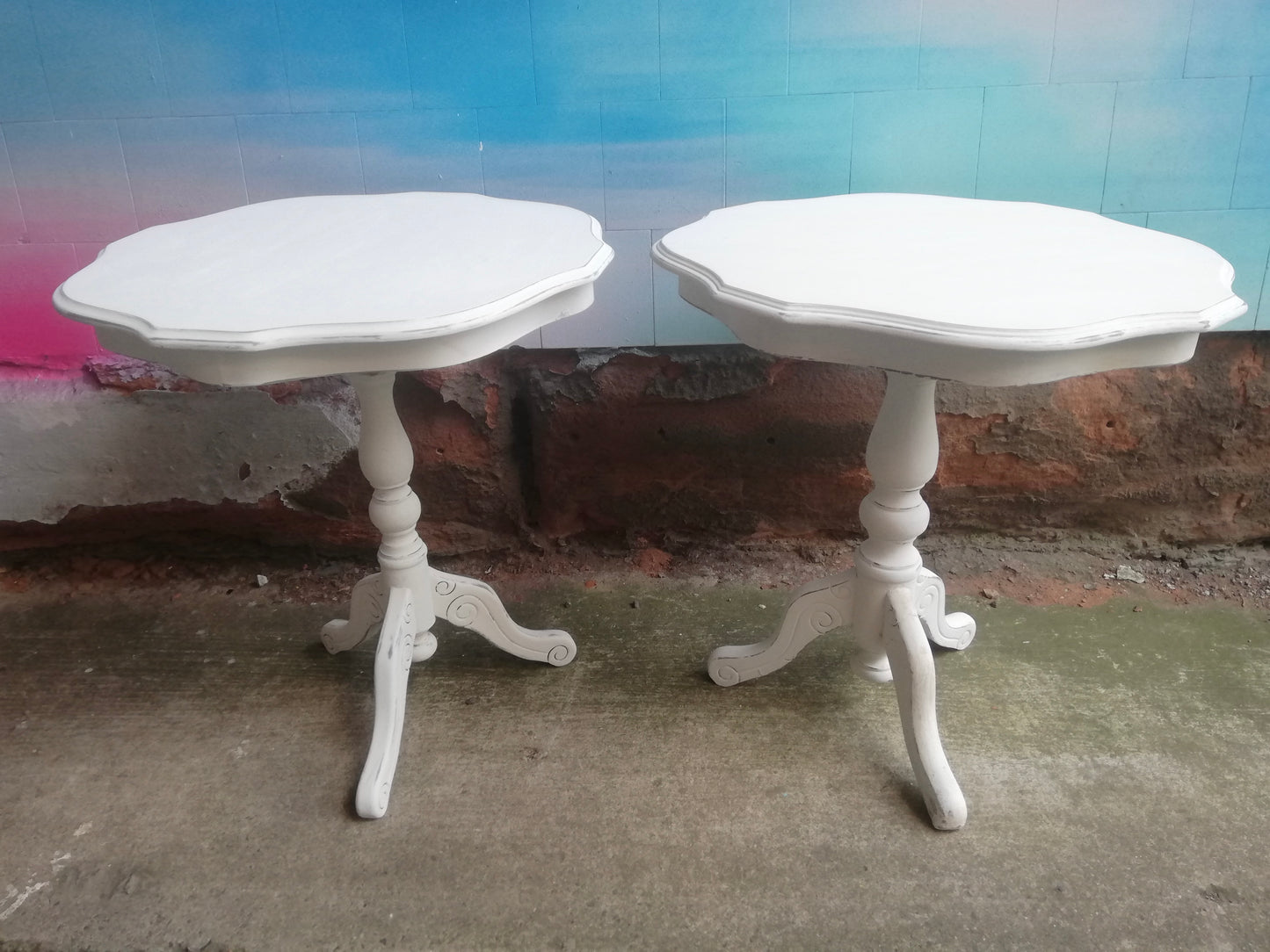 Reserved for Laura - Pair of side tables painted in Annie Sloan with Antique waxed finish
