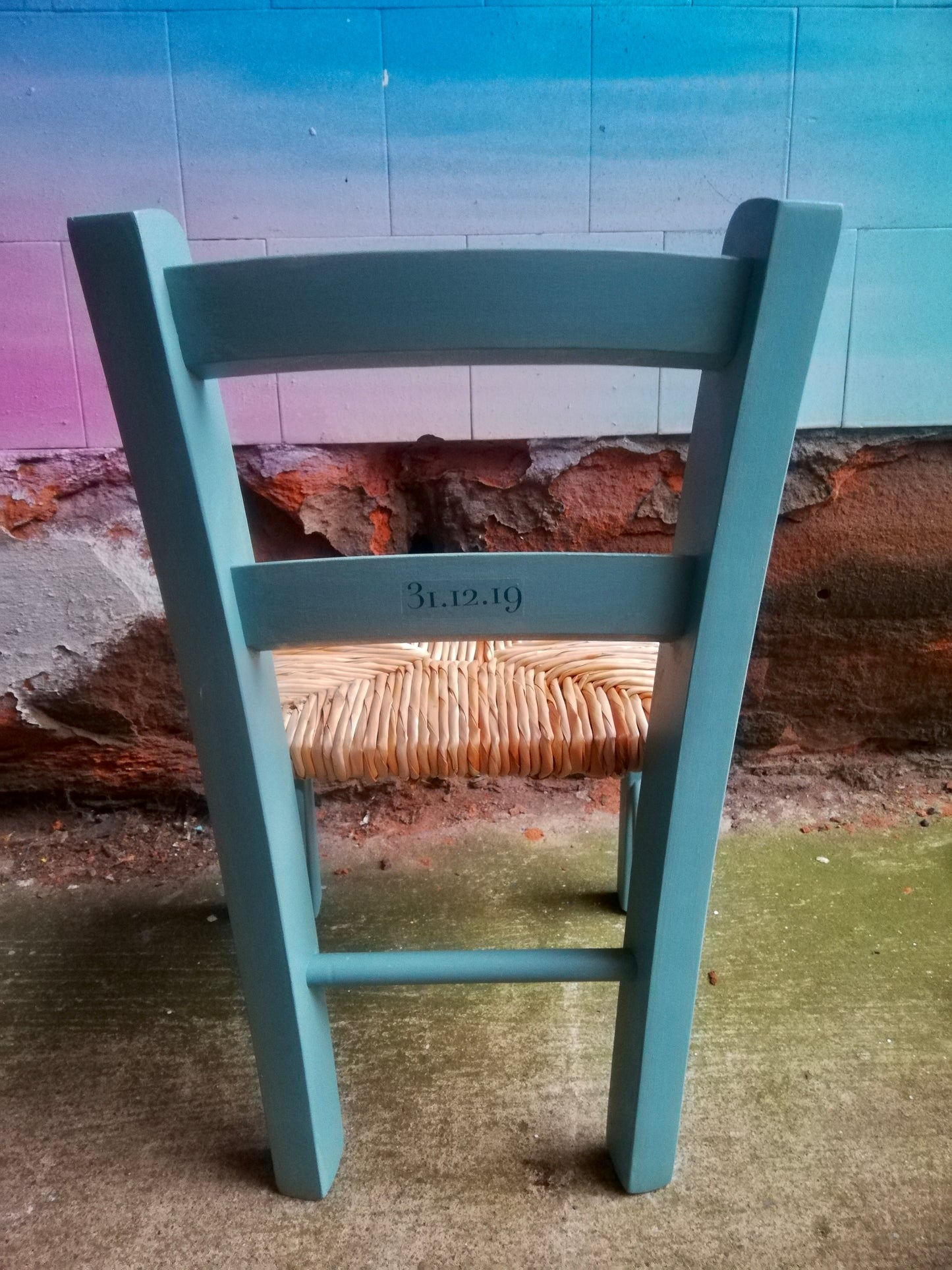 Commission for Storm personalised children's rush seat chair with initials.