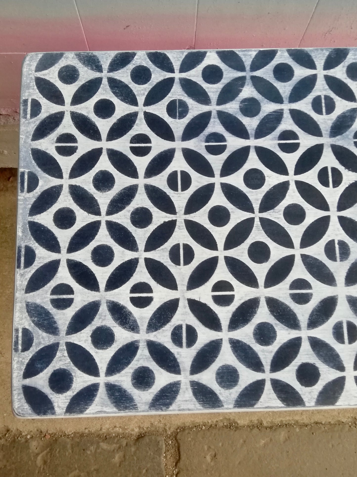 Reserved for Allyson - Vintage folding table in white and midnight blue