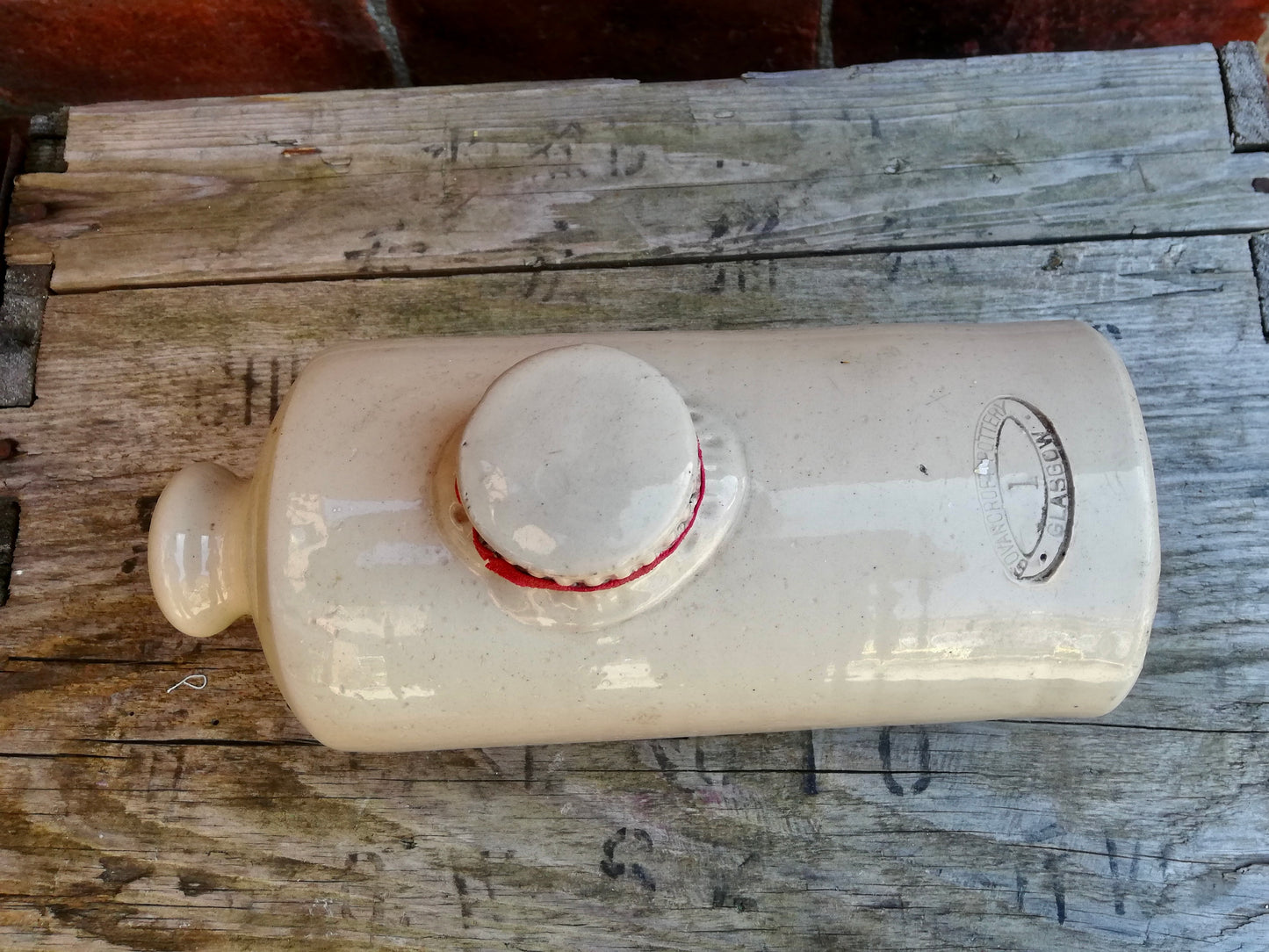 Vintage stoneware bed warmer