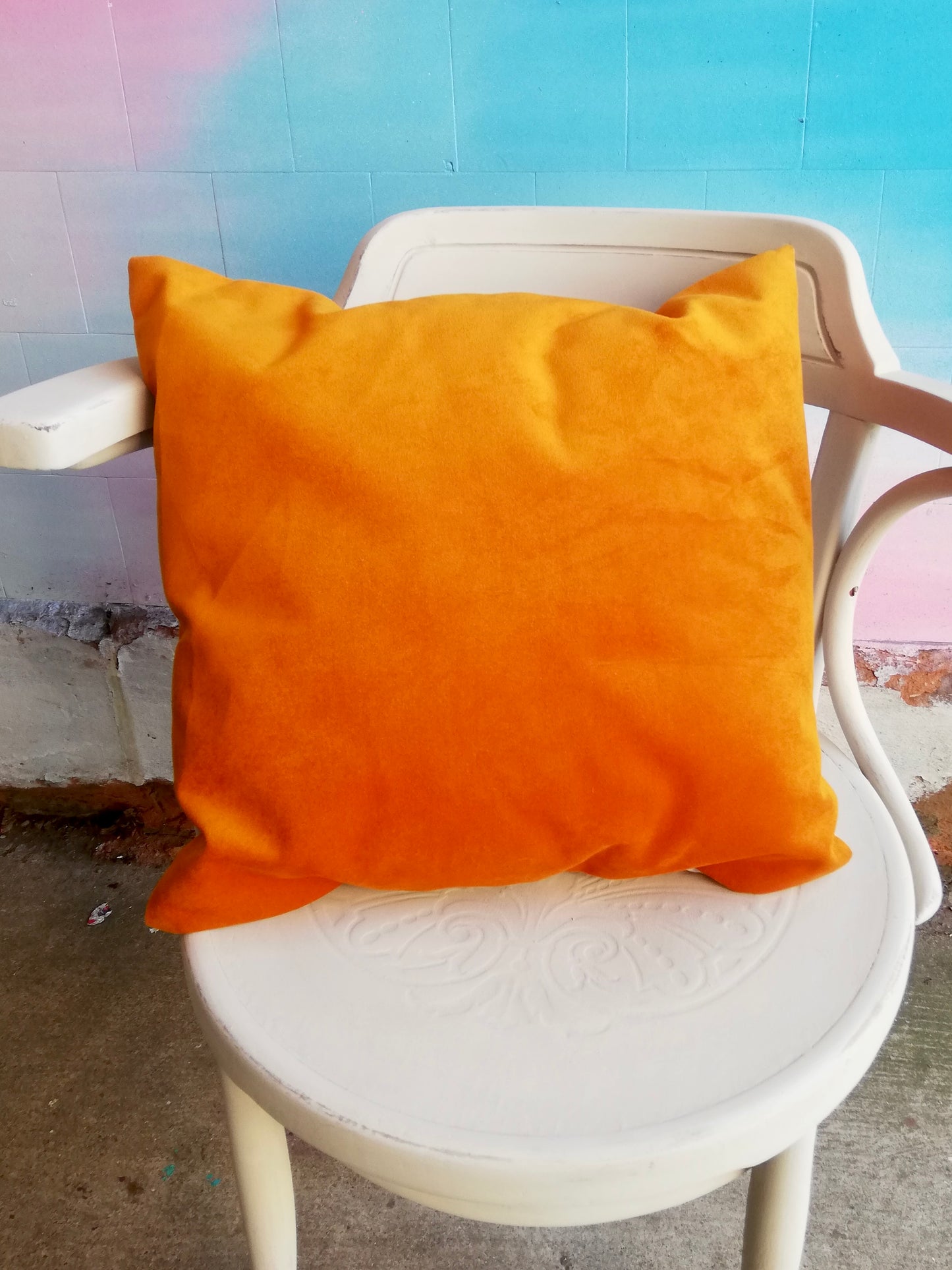 Hand Made cushion in velvet with vintage fabric back