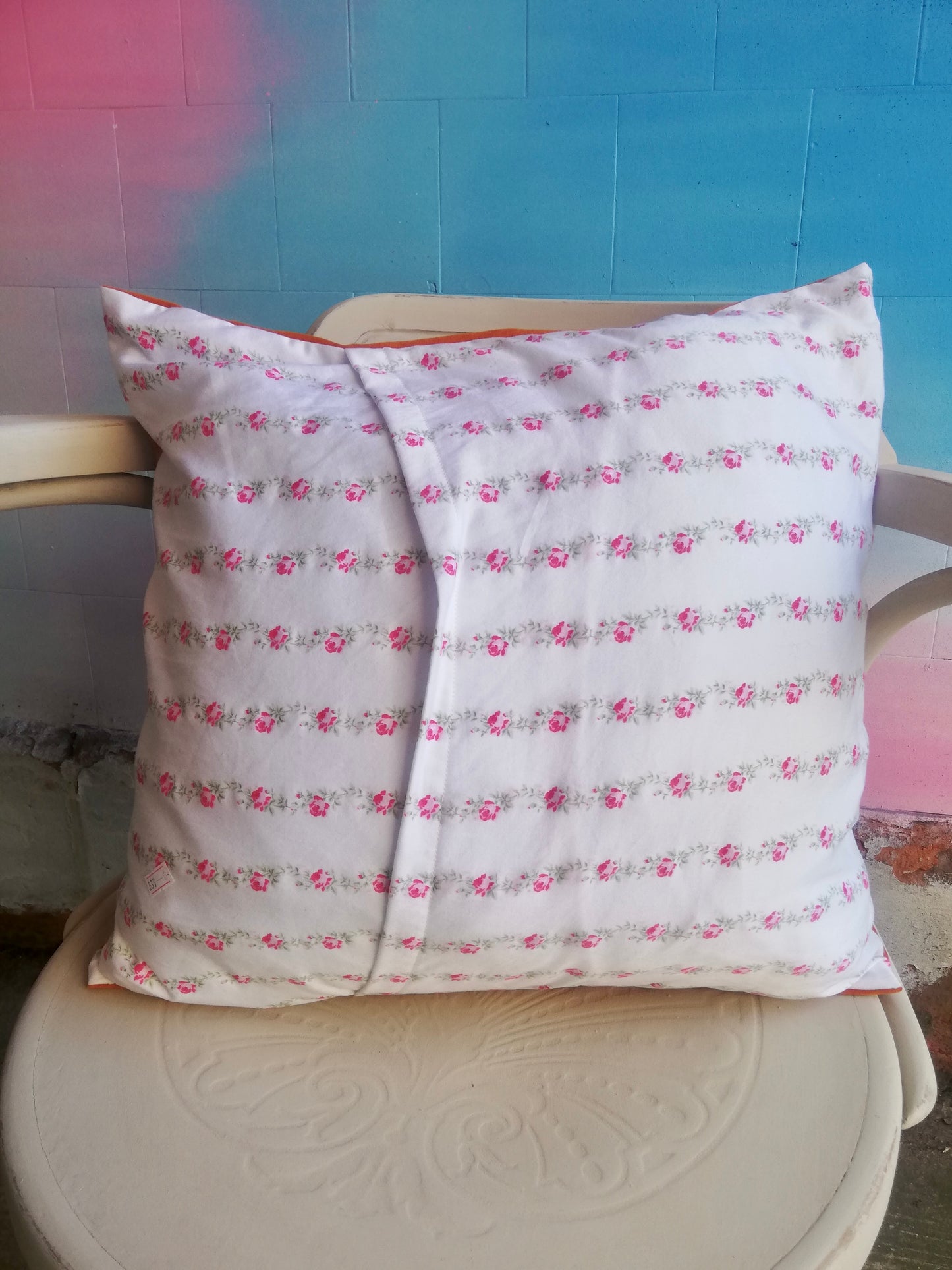 Hand Made cushion in velvet with vintage fabric back
