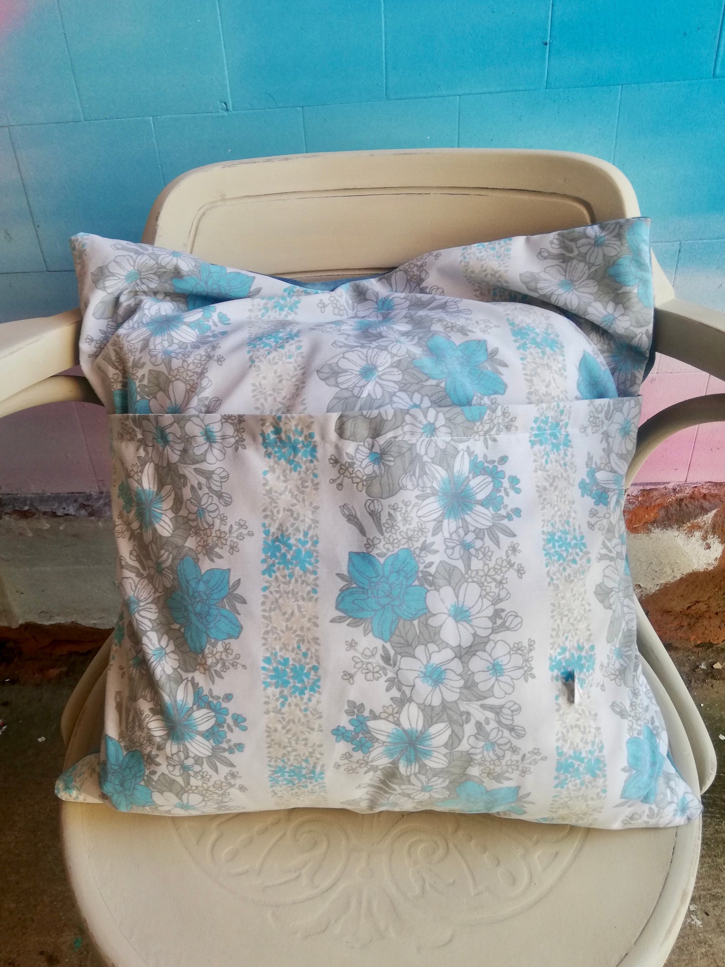 Hand Made cushion in velvet with vintage fabric back