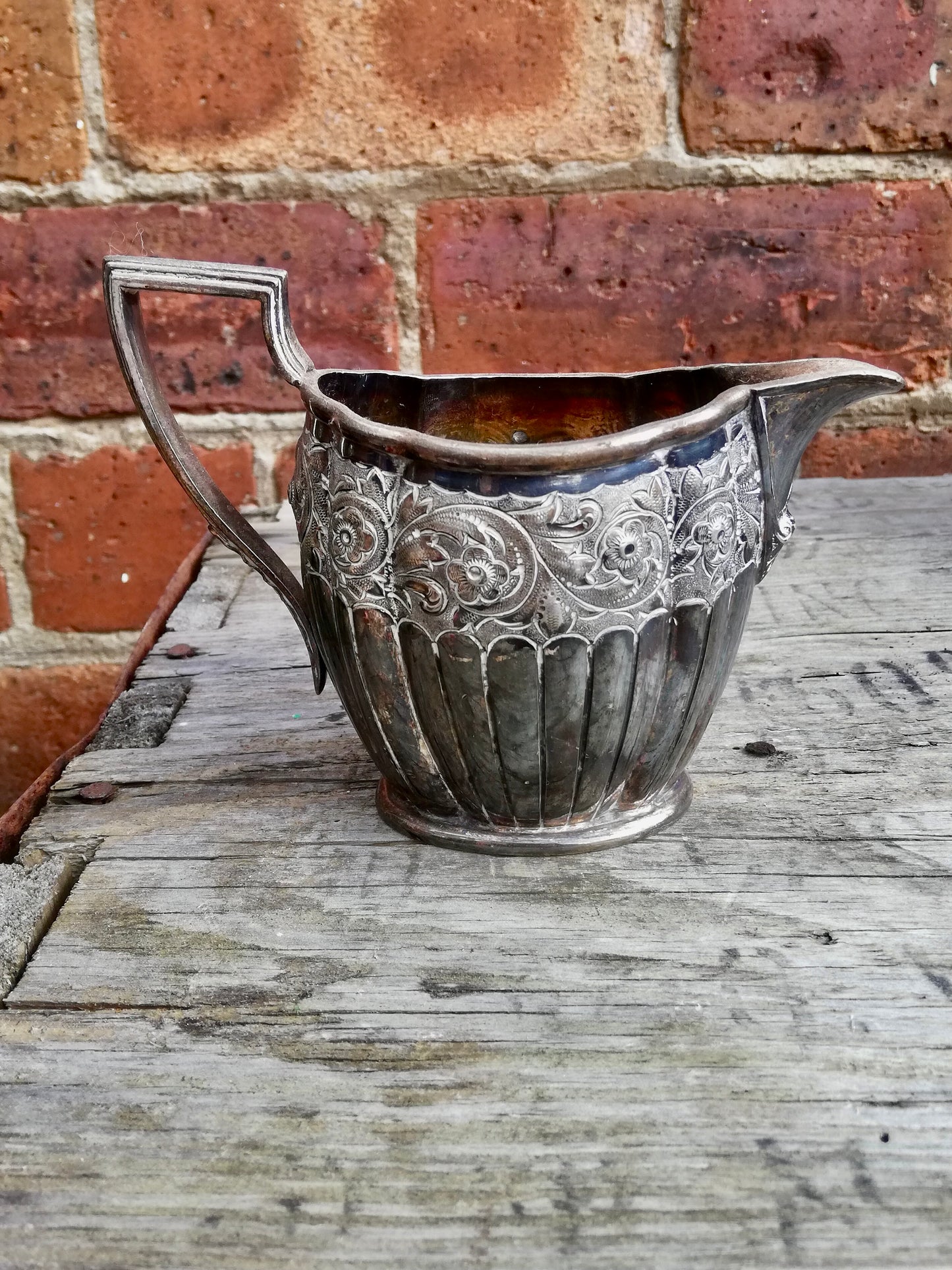 Silver plated Teapot with bone knob and Creamer John Round & Son Ltd C1880