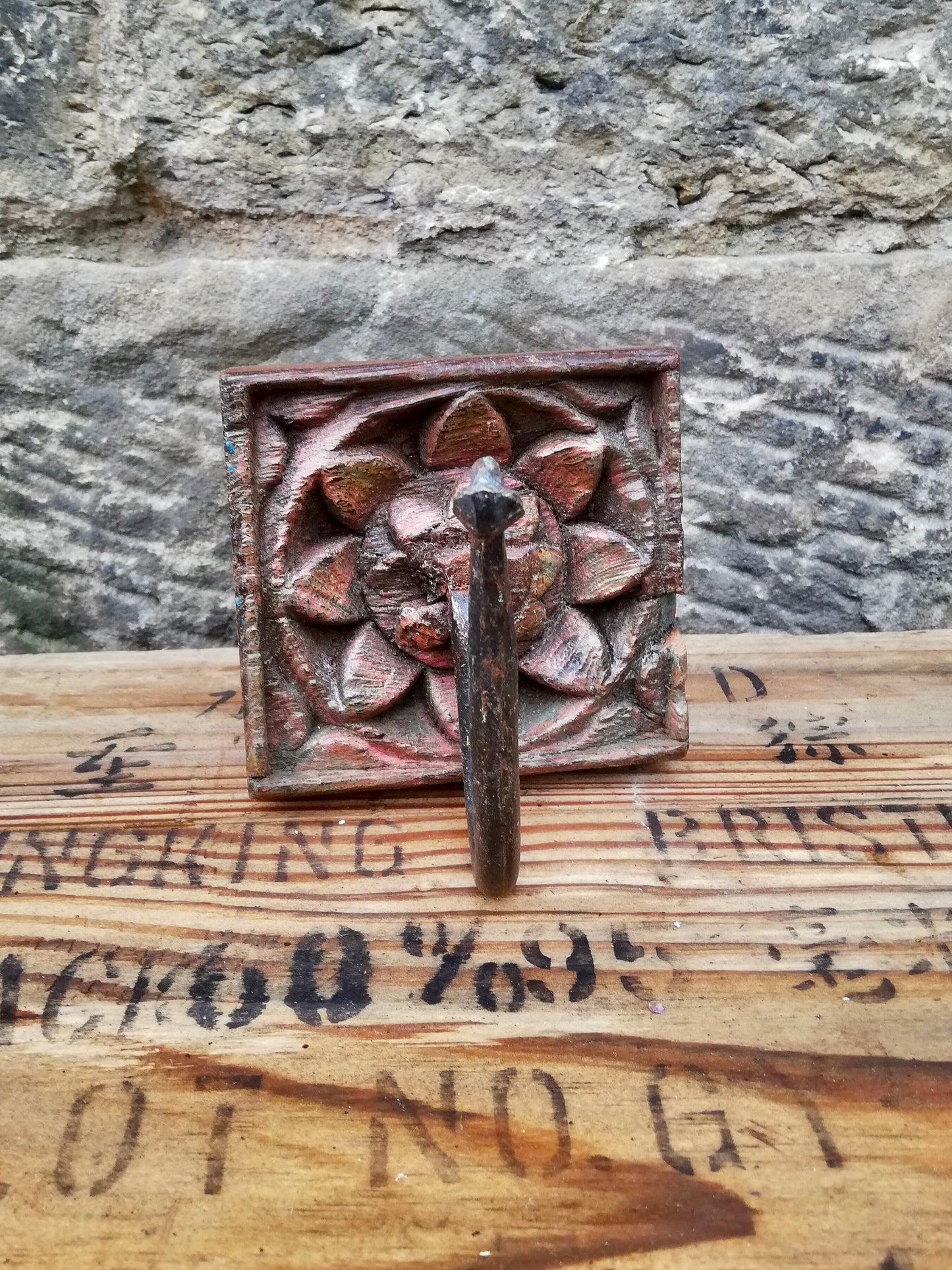 Vintage carved wooden wall hooks