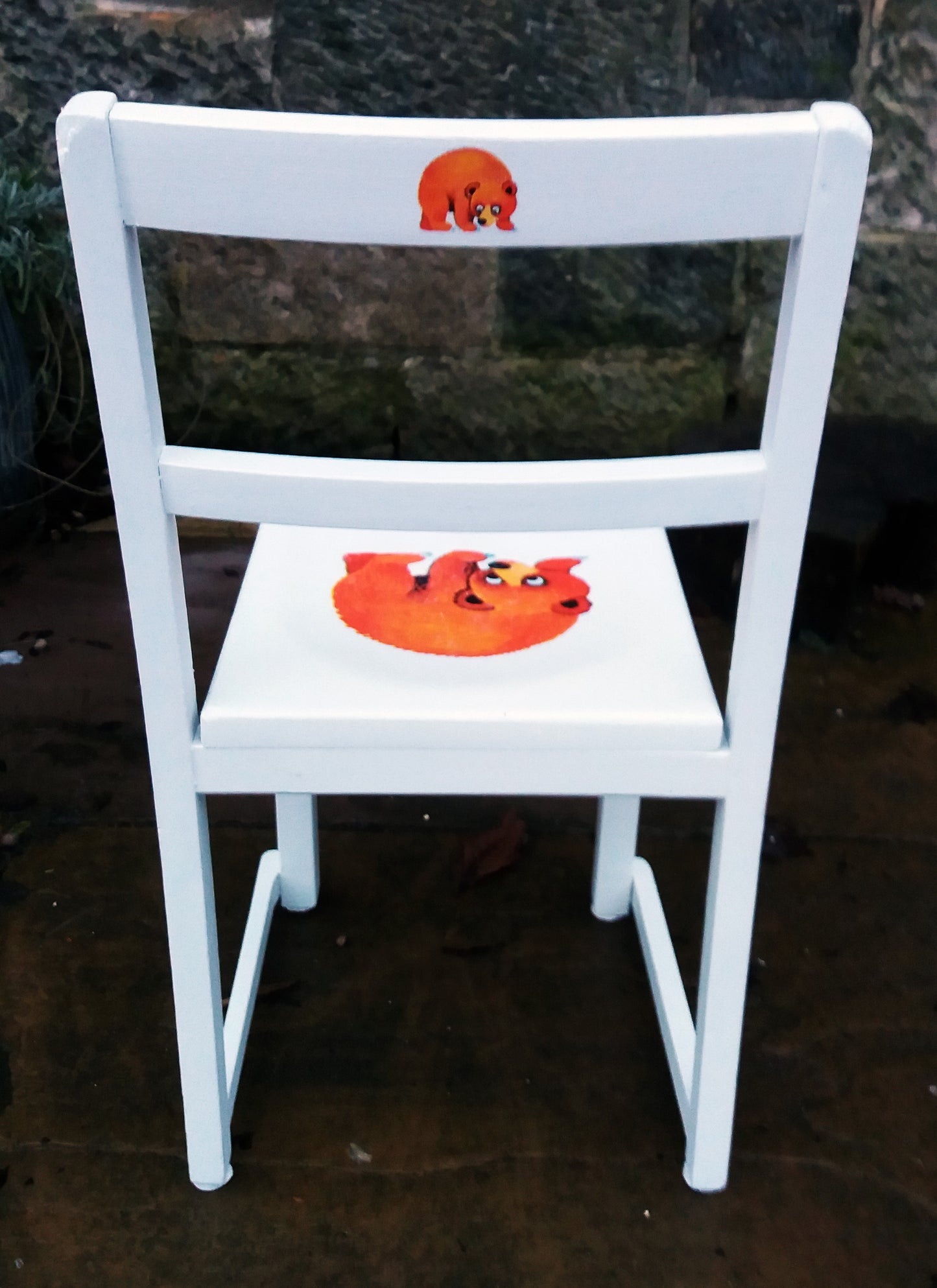 Personalised shabby chic upcycled vintage school chair with vintage zoo theme