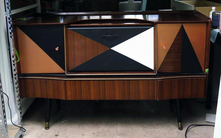Custom Listing for Laurene handpainted mid century geometric sideboard in Fusion Mineral Paint