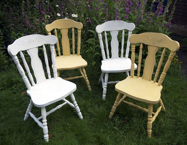 Refectory dining table and 4 chairs in Miss Mustard Seed Milk Paint