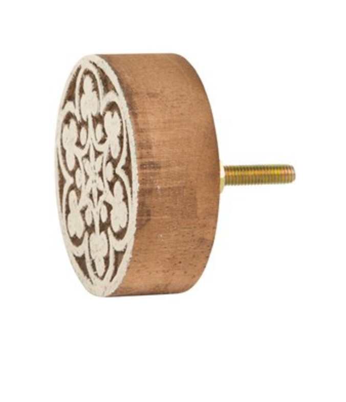 Large White Wood Mediterranean Mosaic drawer knob