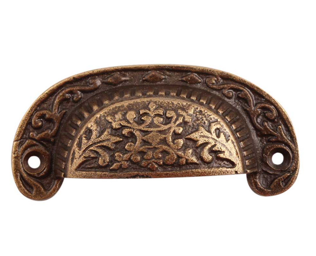 Floral cup pull Iron Handle in Bronze