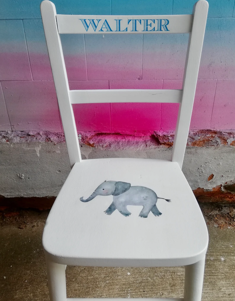 Commission for Alexandra - little personalised elephant chair