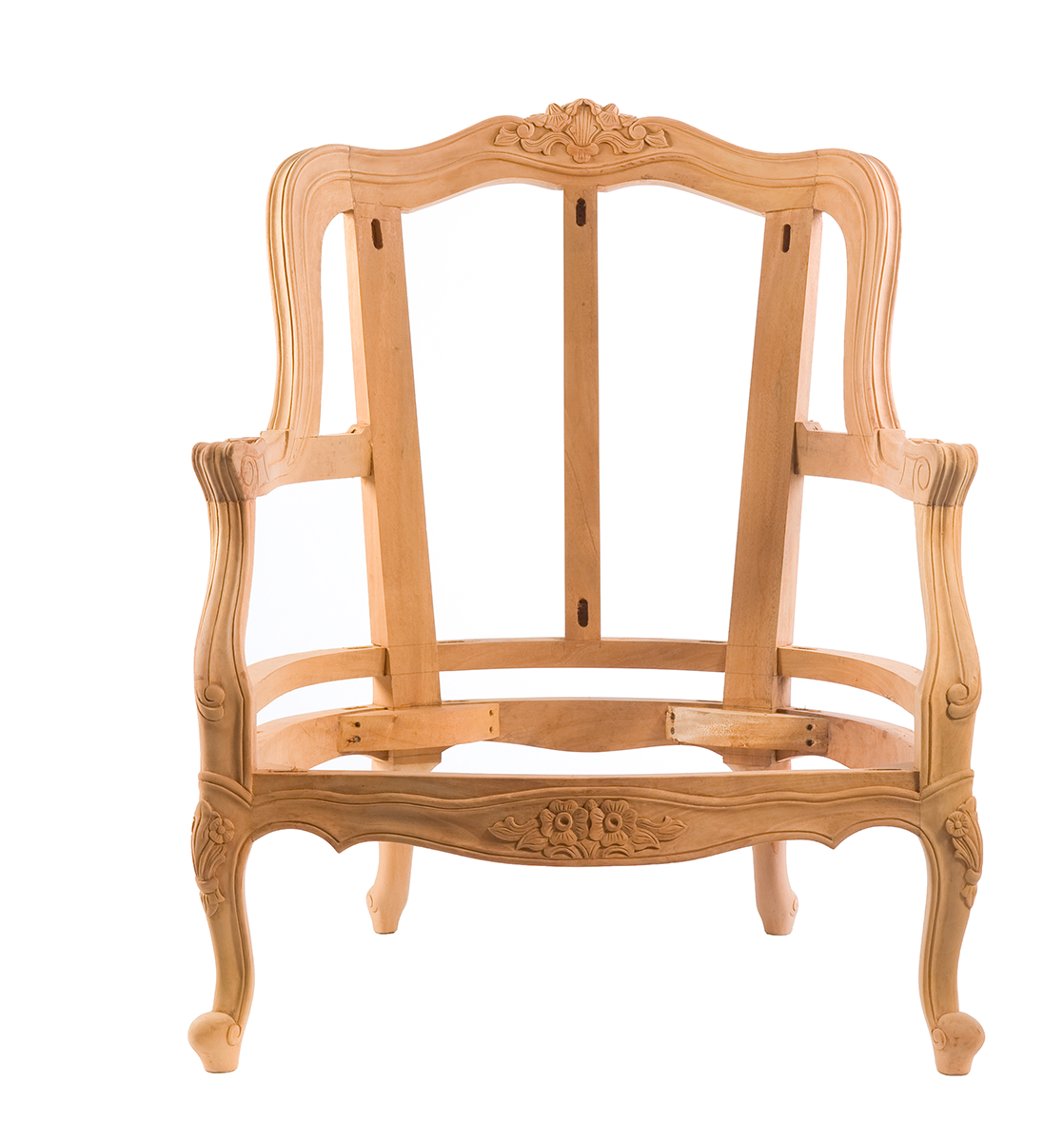 New Reproduction carved traditional mahogany armchair available for reupholstery and painting your choice of colour